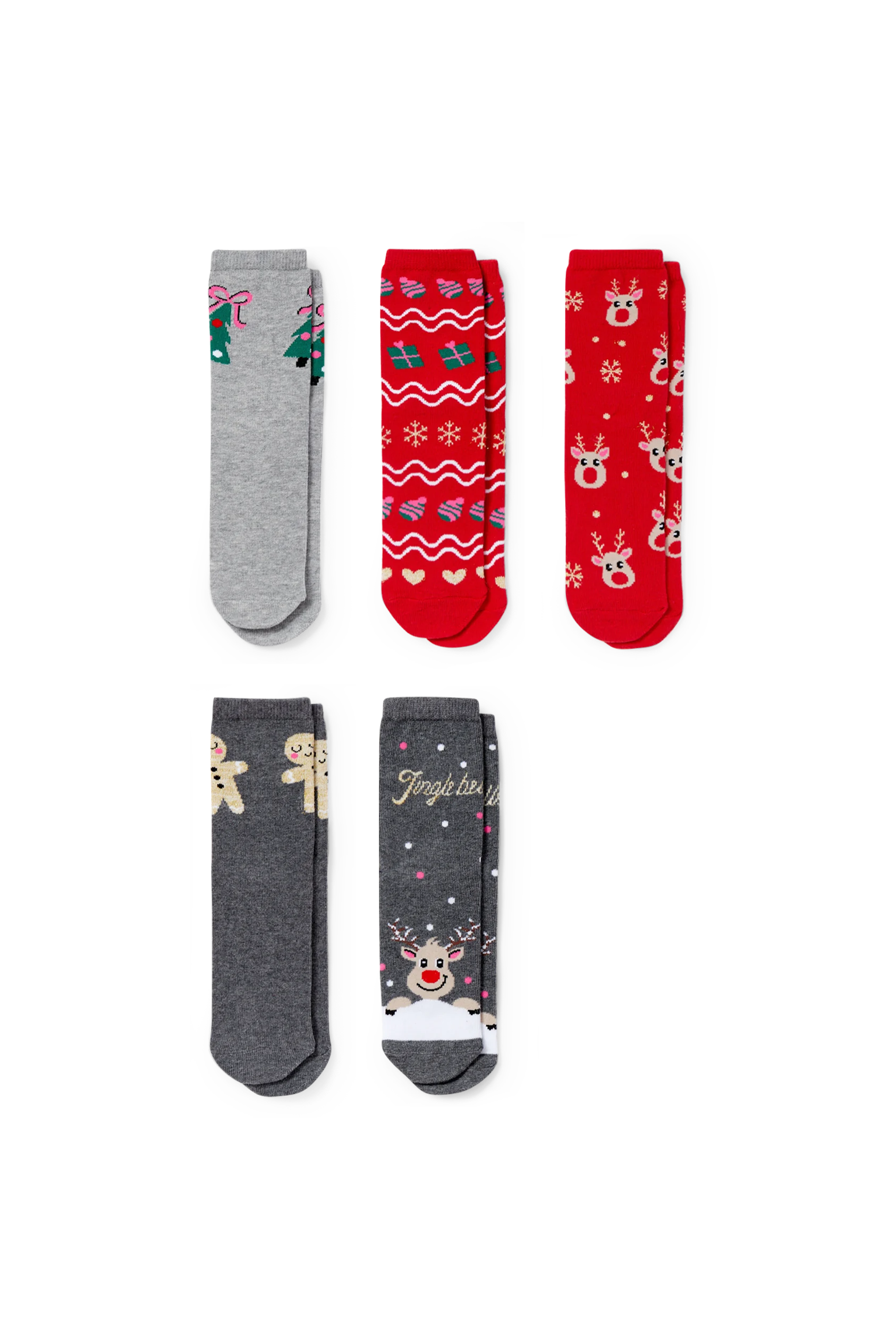 Multipack of 5 - Christmas socks with motif