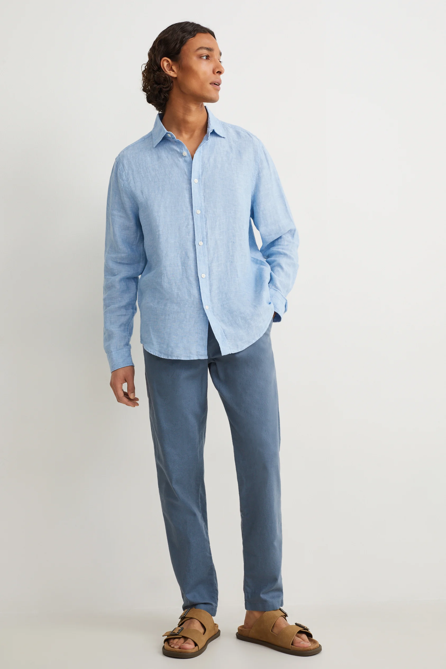 Chinos - tapered fit - linen blend