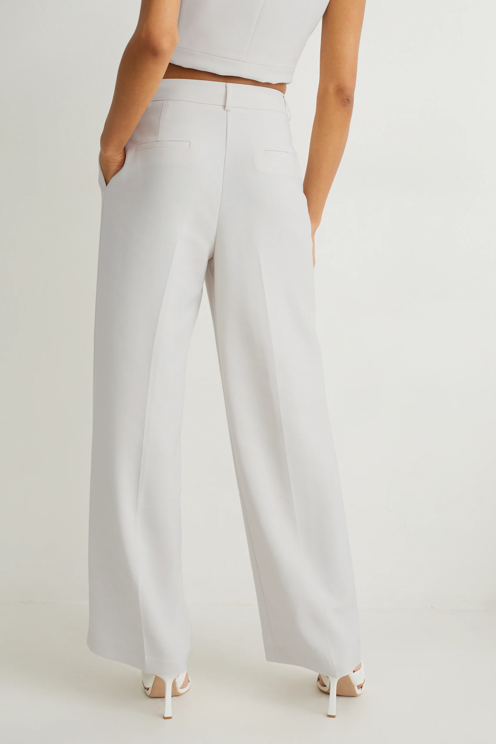 Business trousers - high waist - wide leg