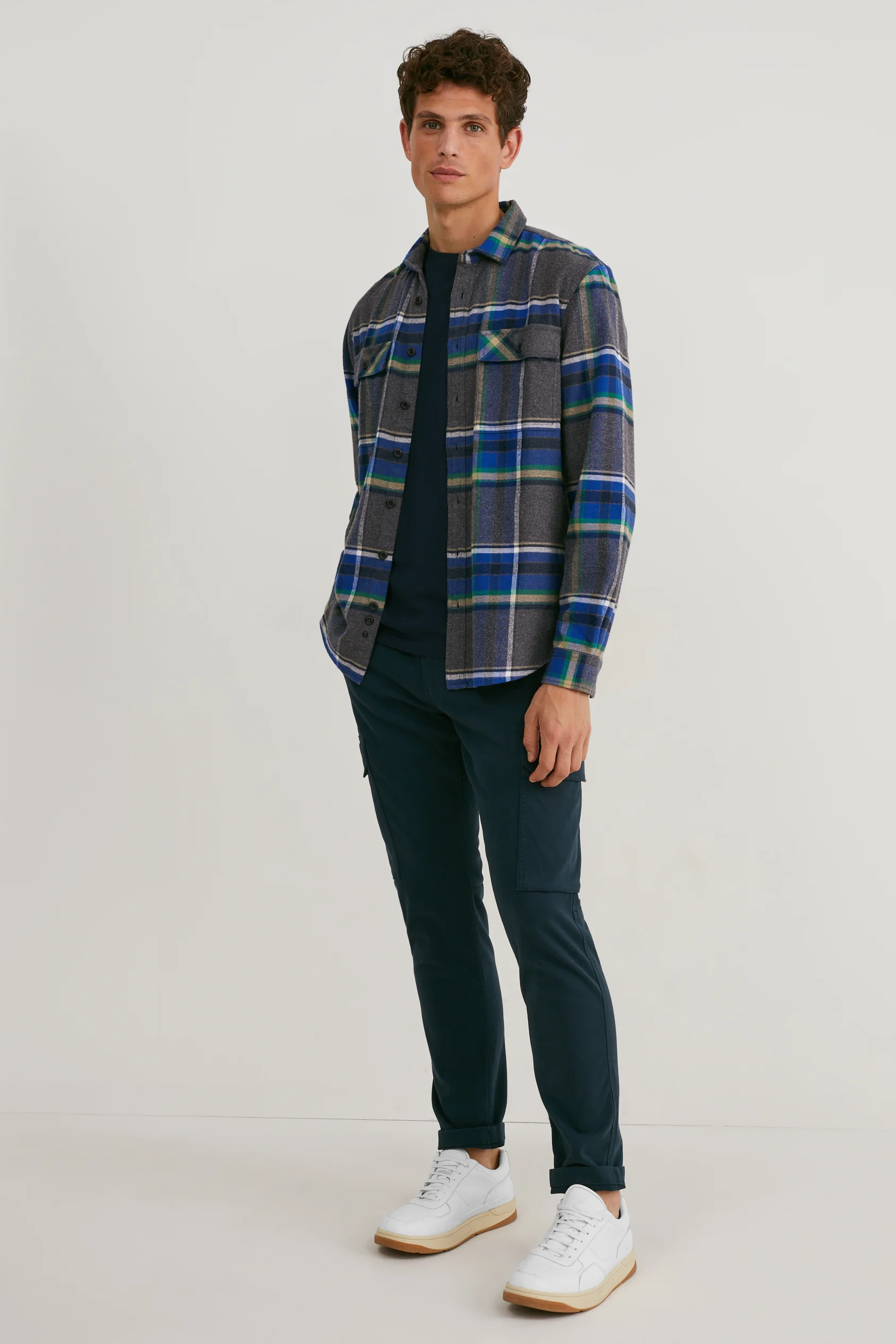 Flannel shirt - regular fit - kent collar - check