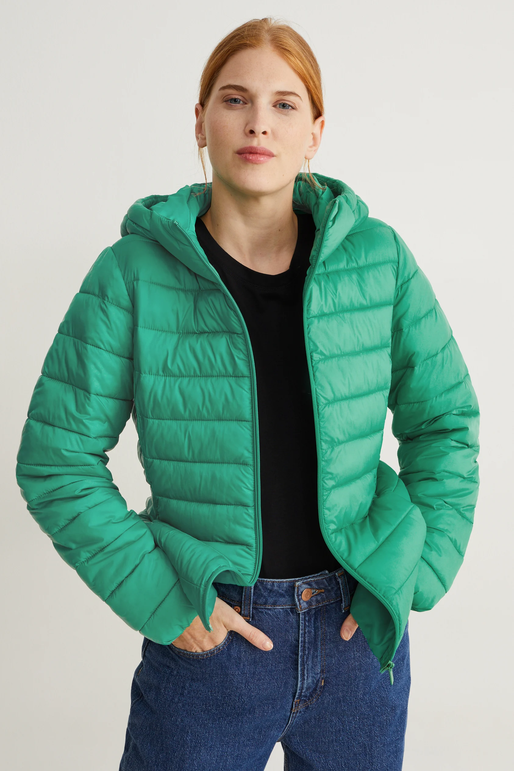 Quilted jacket with hood