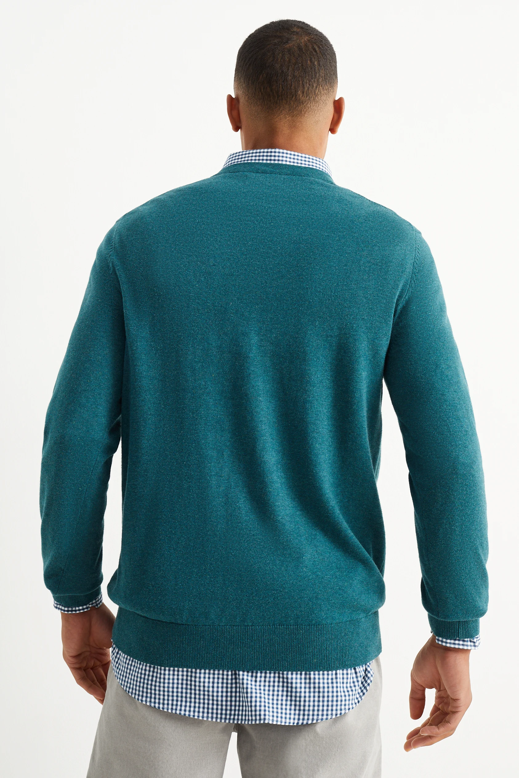Fine knit jumper and shirt - regular fit - button-down collar
