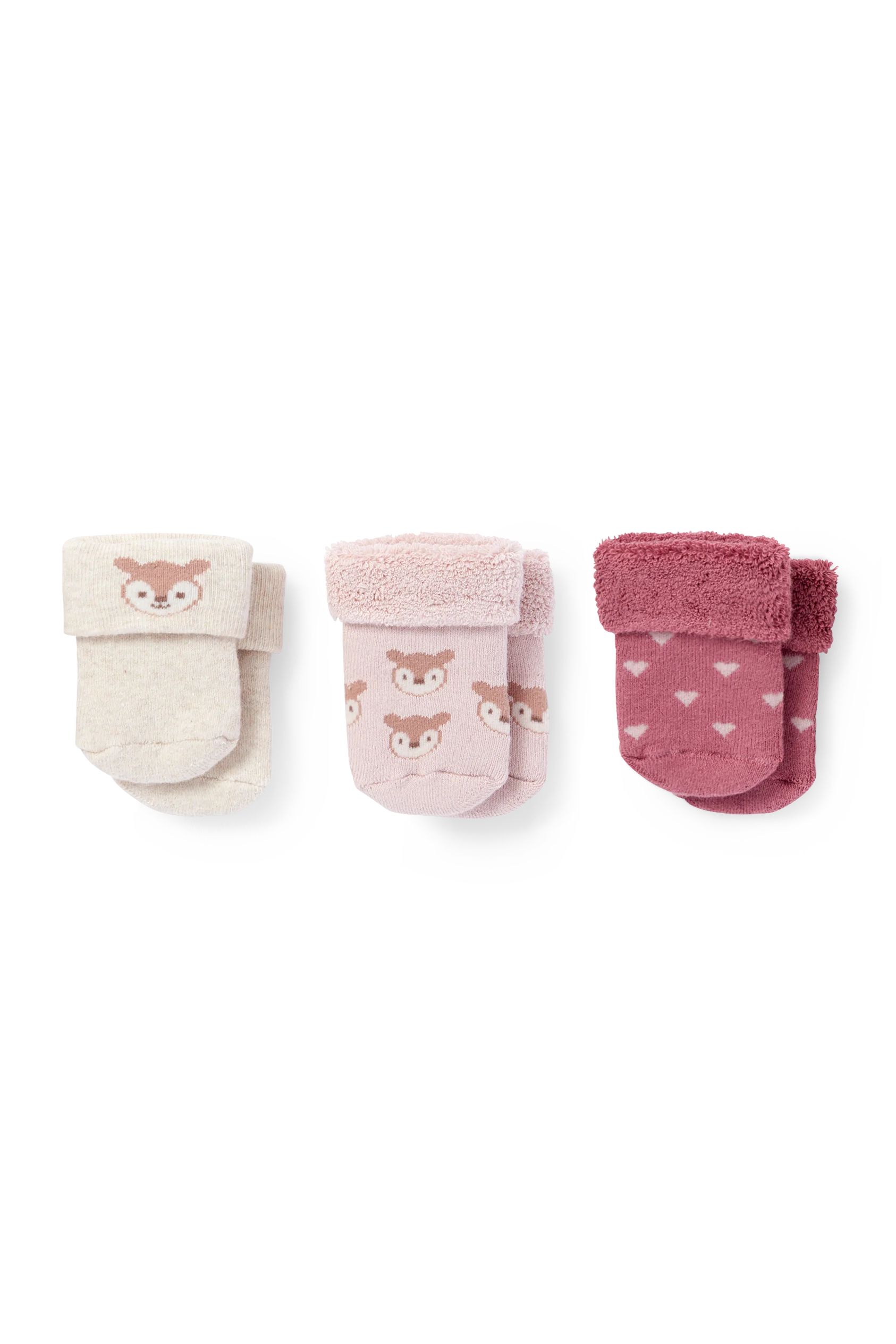 Multipack of 3 - fox - newborn socks with motif