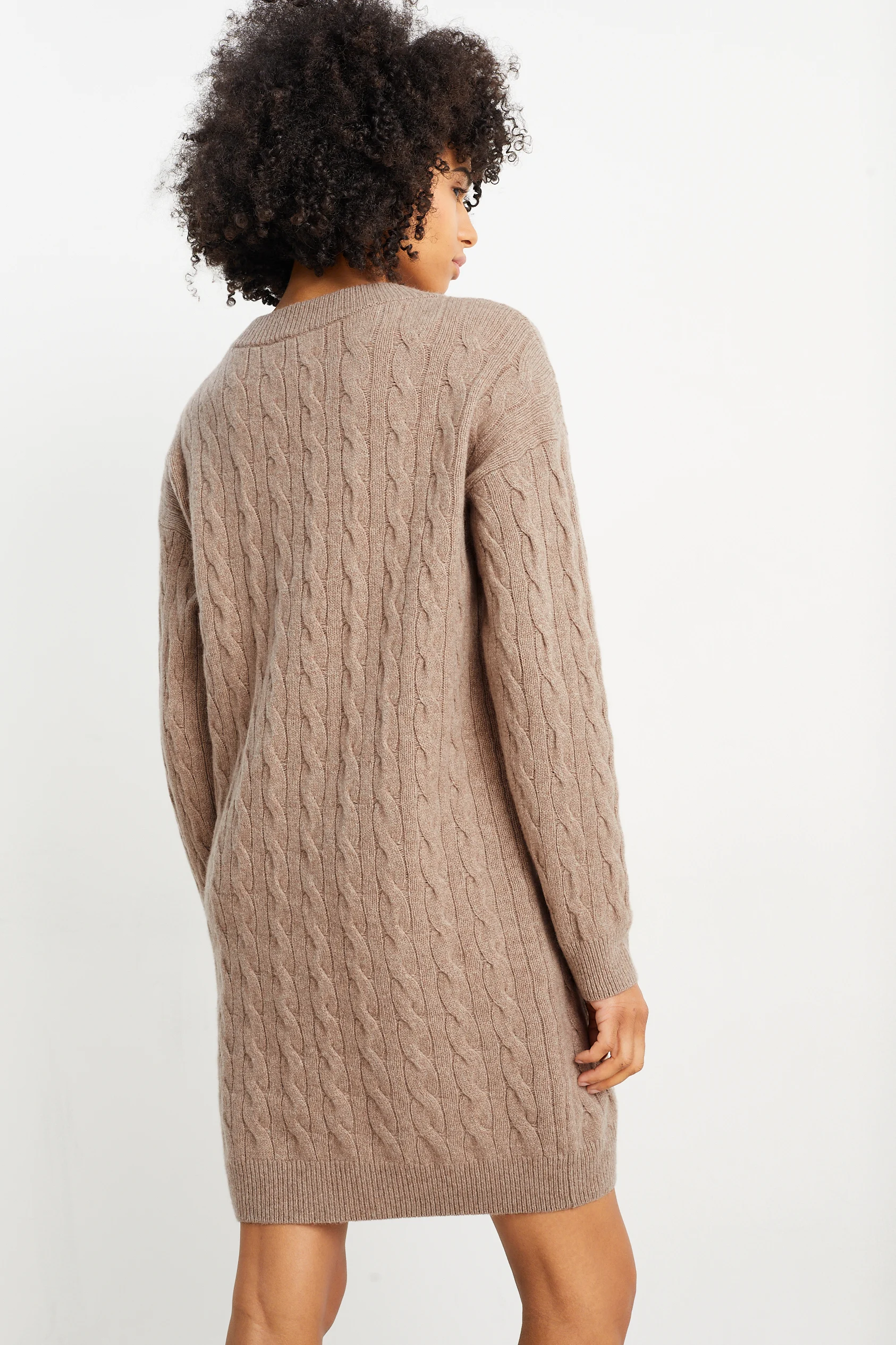 Knitted cashmere dress - cable knit pattern