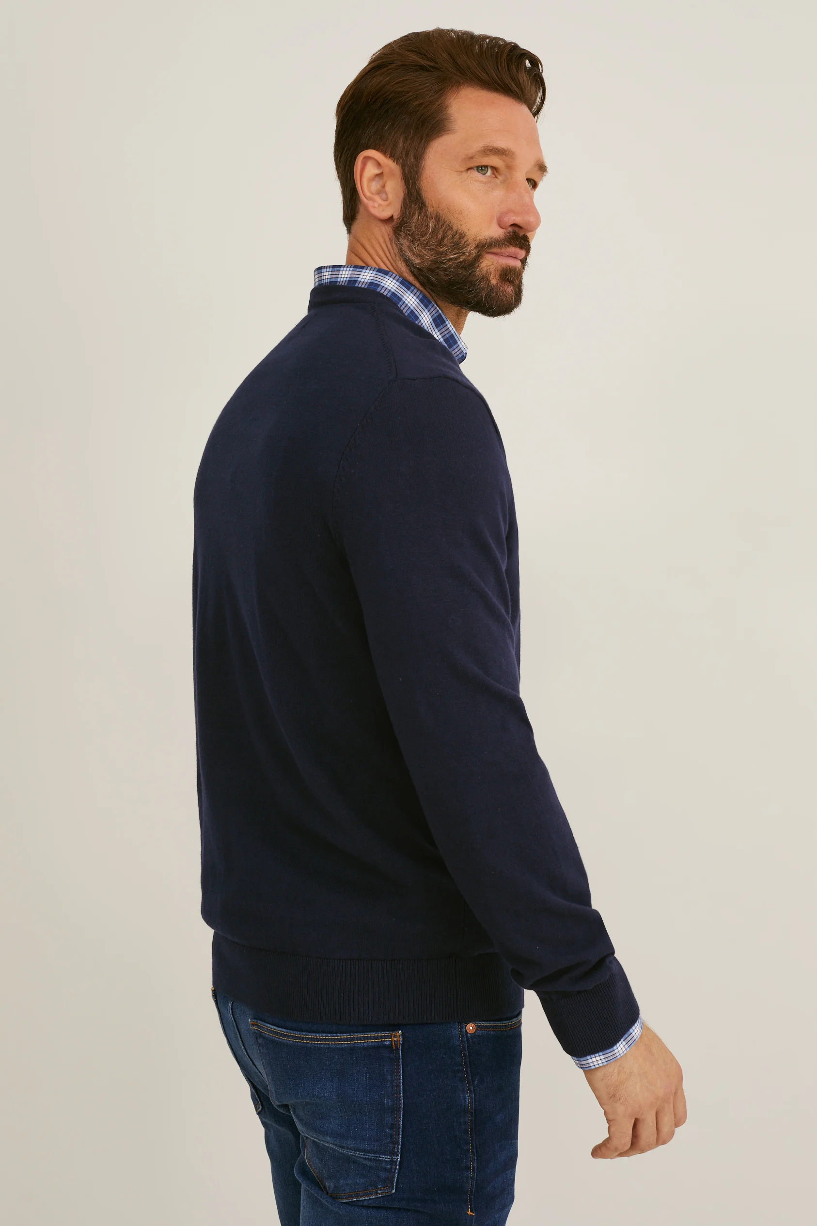 Jumper and shirt - regular fit - button-down collar - easy-iron