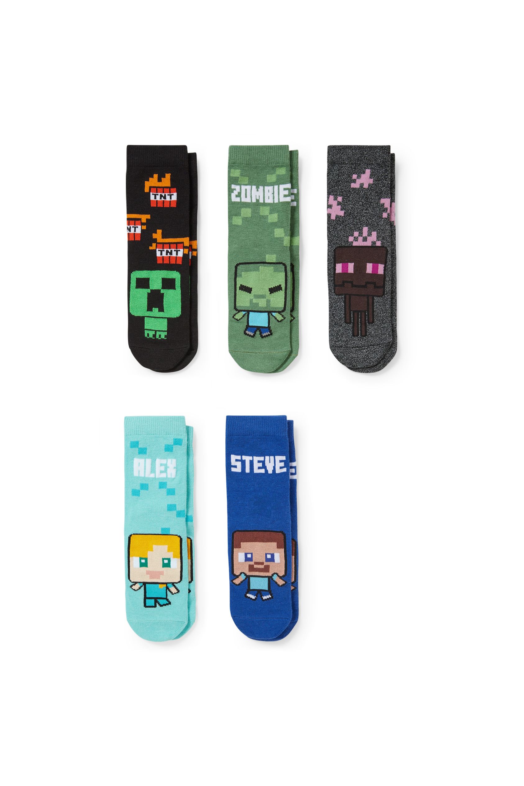 Multipack of 5 - Minecraft - socks with motif