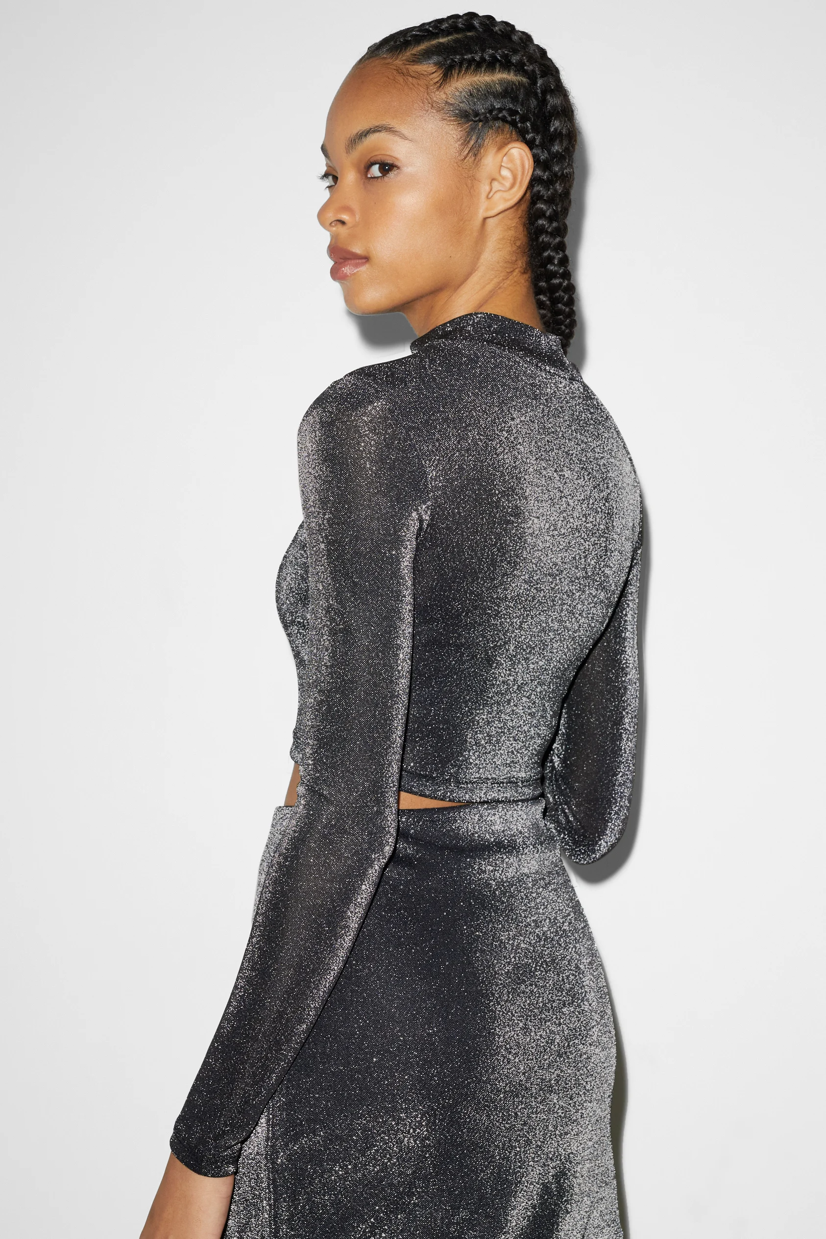 CLOCKHOUSE - cropped long sleeve top - shiny