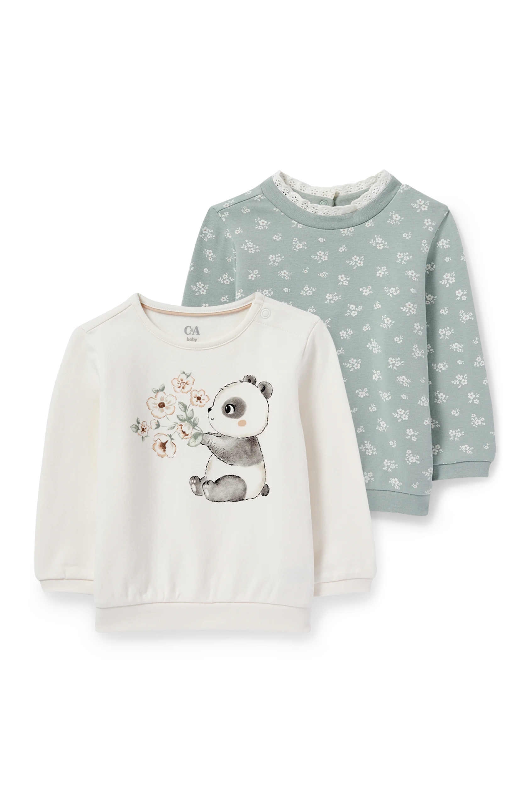 Multipack of 2 - panda and flowers - baby sweatshirt