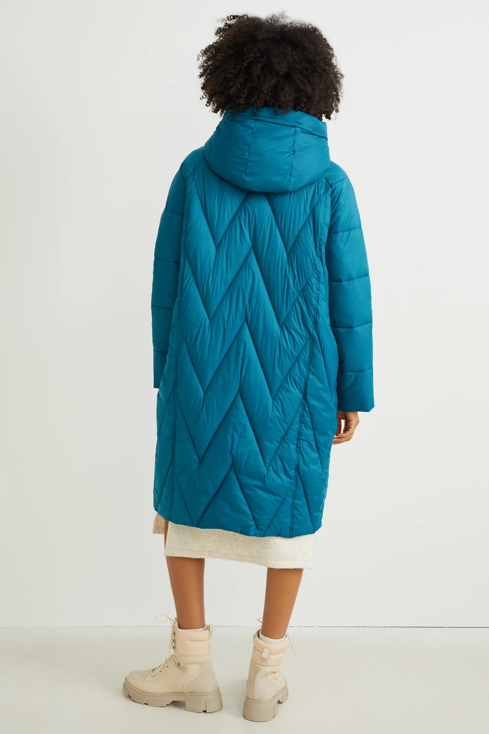 Quilted coat with hood