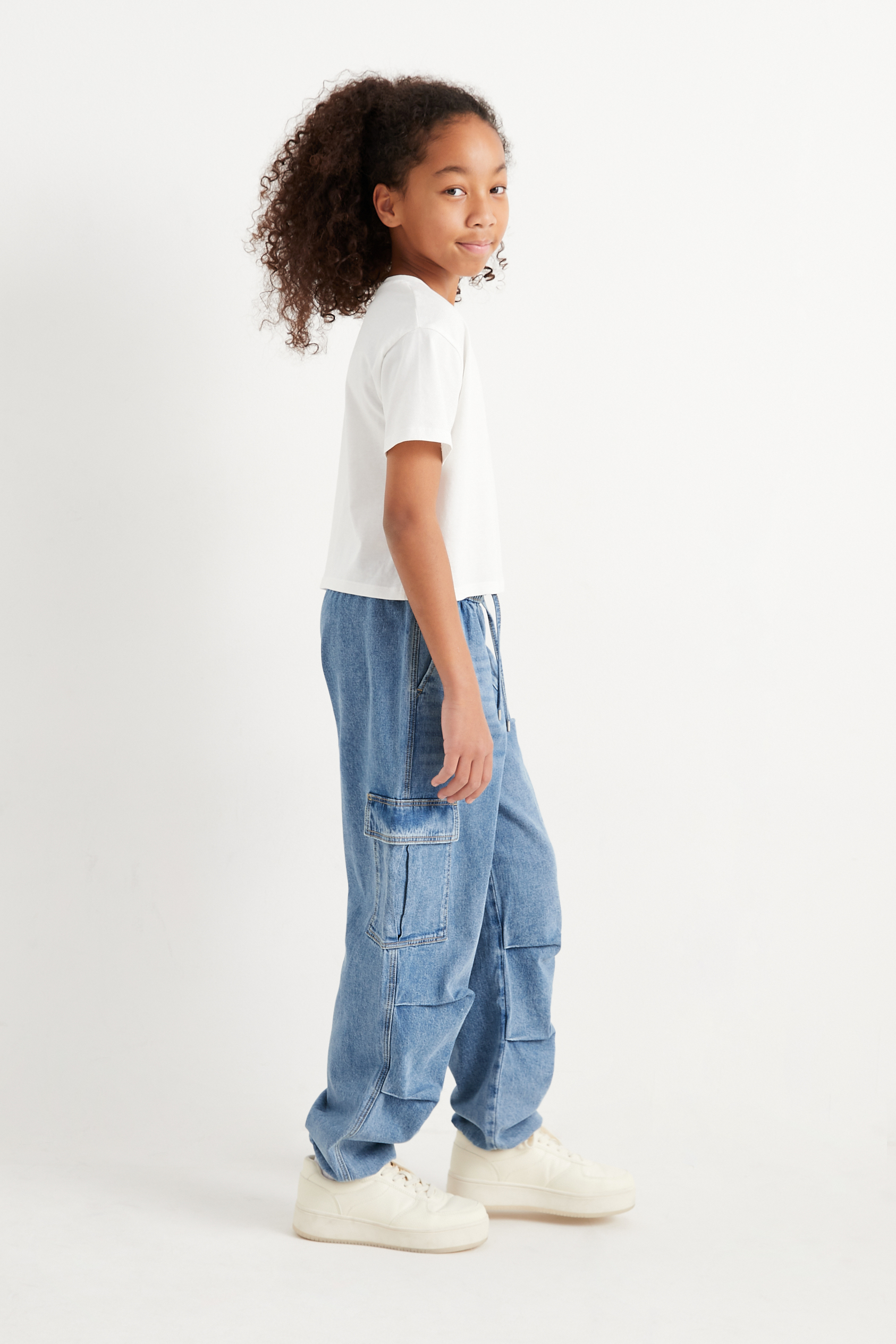 Denim cargo trousers