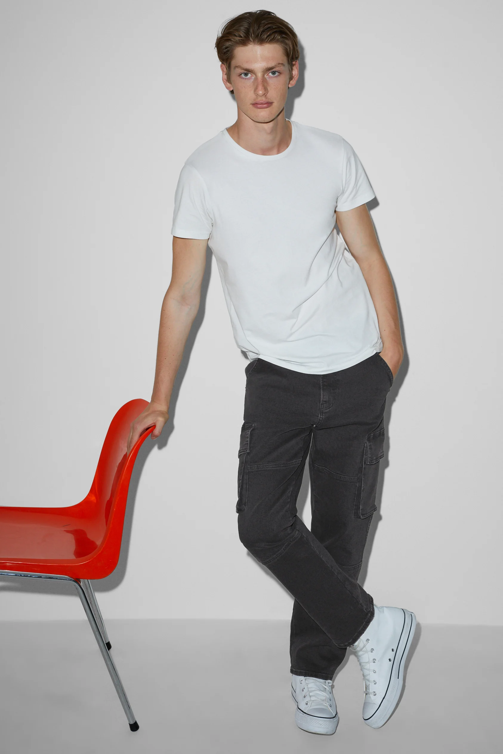 Denim cargo trousers