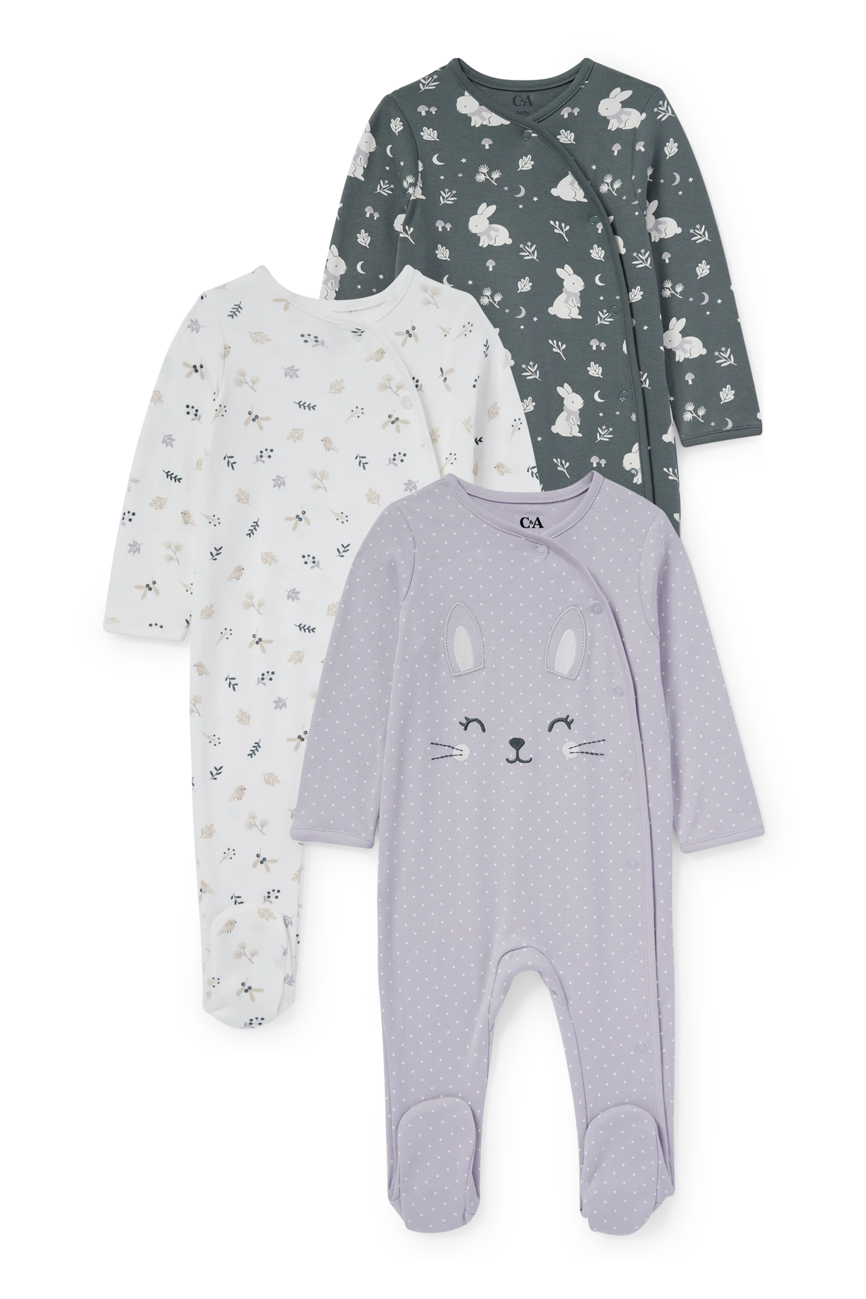 Multipack of 3 - baby sleepsuit
