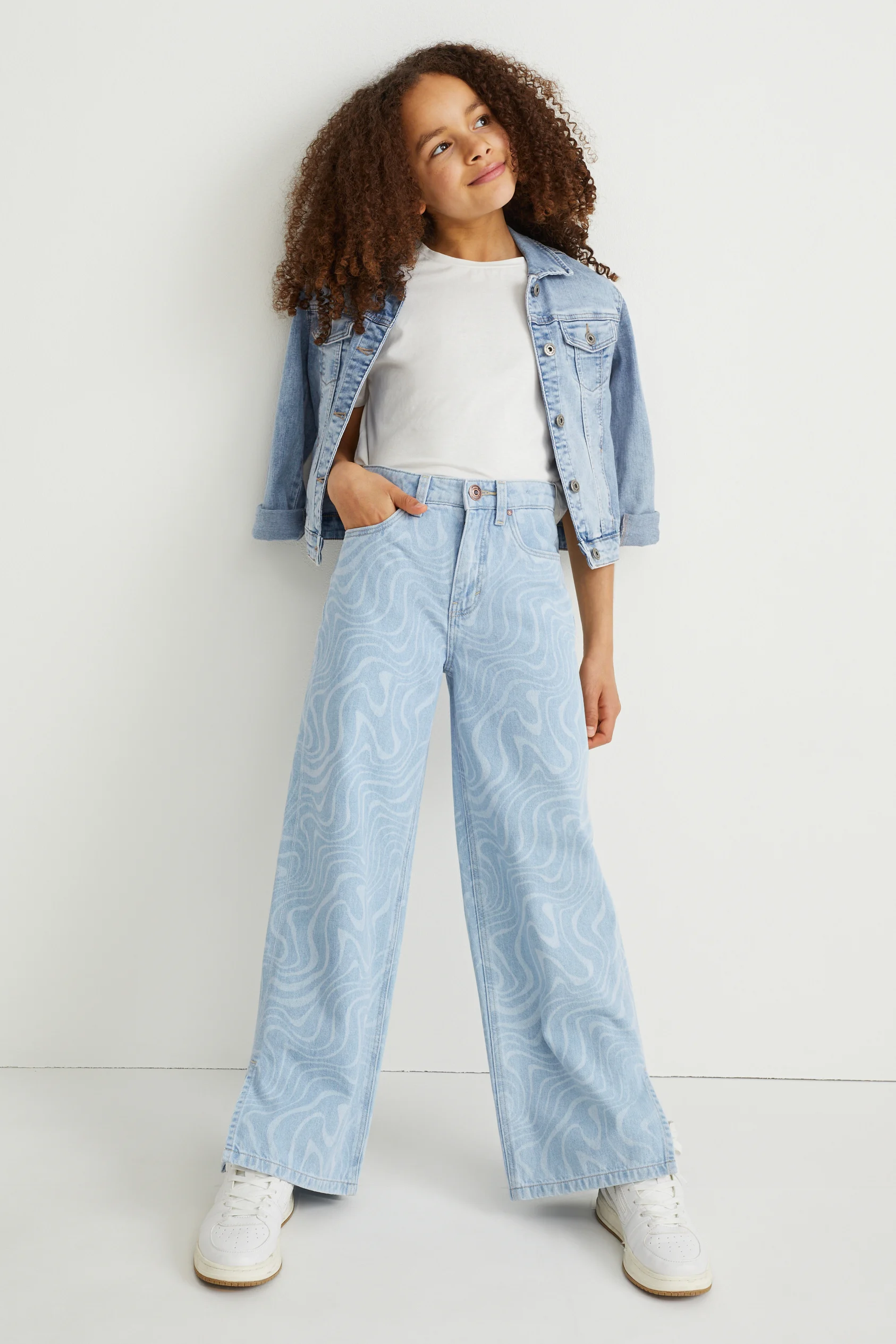 Wide leg jeans - patterned