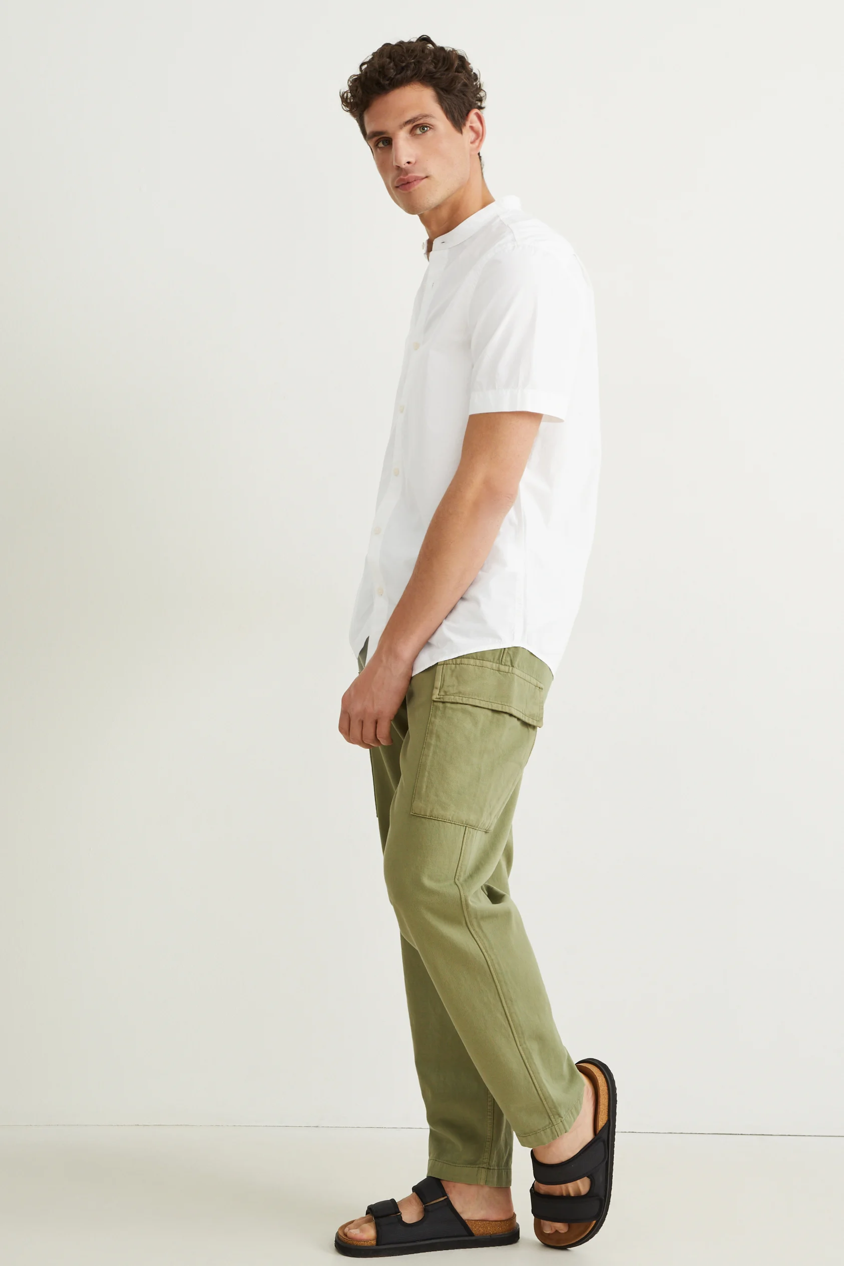 Shirt - regular fit - band collar