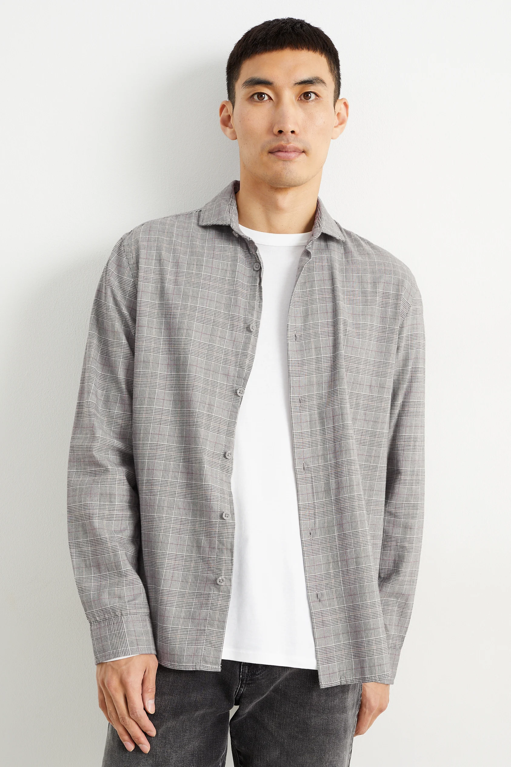 Shirt - slim fit - cutaway collar - check