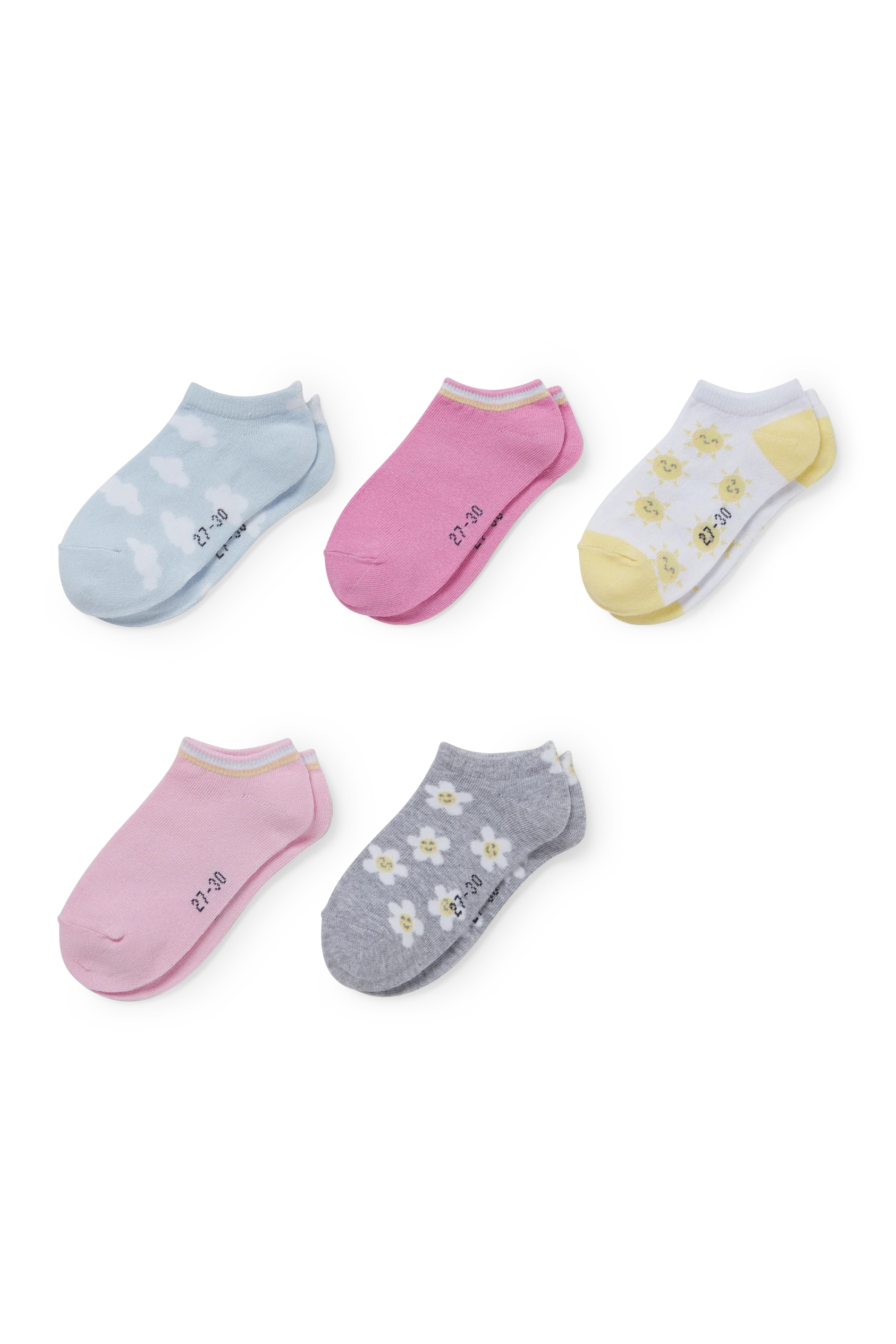 Multipack of 5 - natural - trainer socks with motif