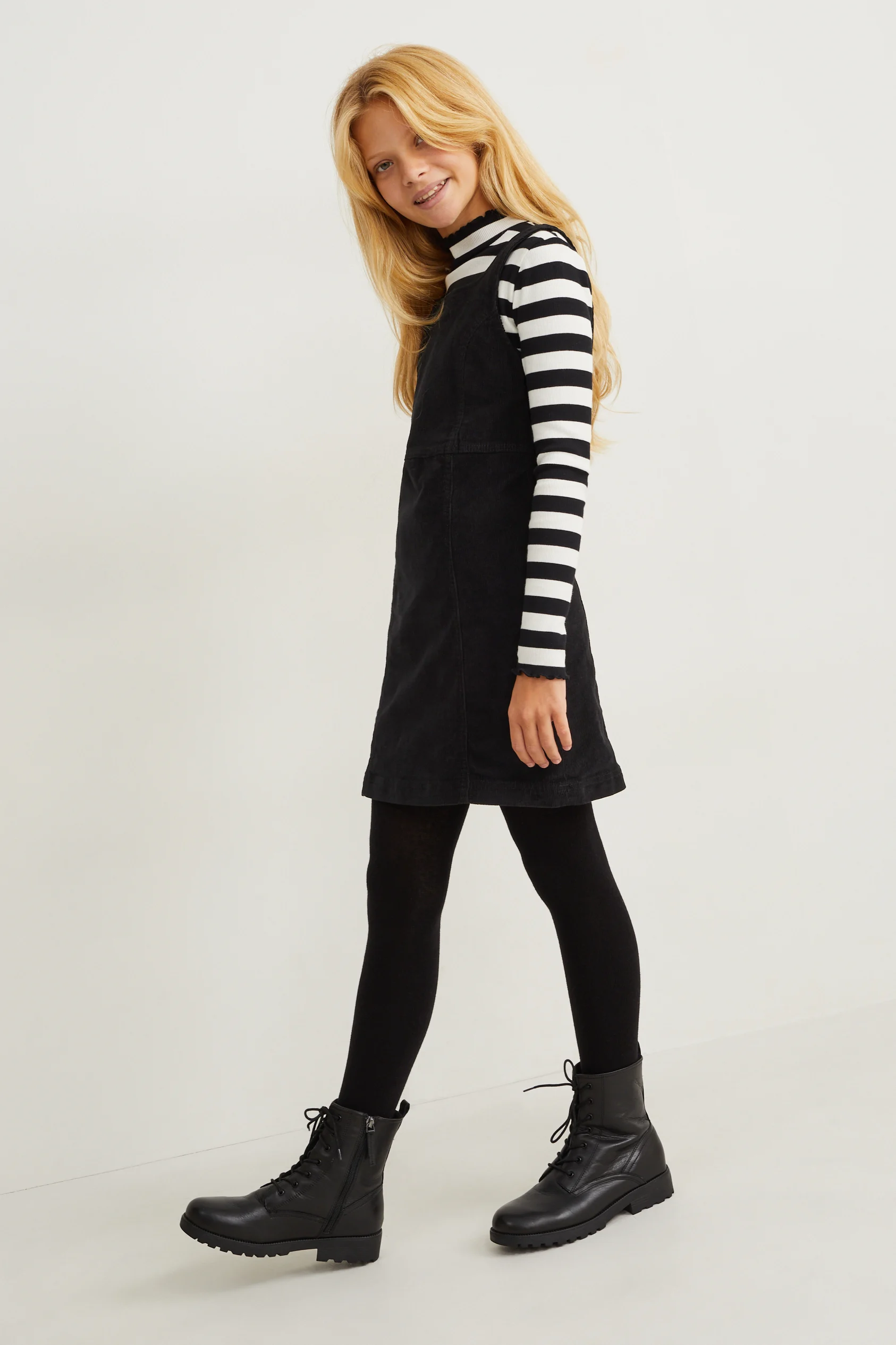 Set - corduroy dress and long sleeve top - 2 piece