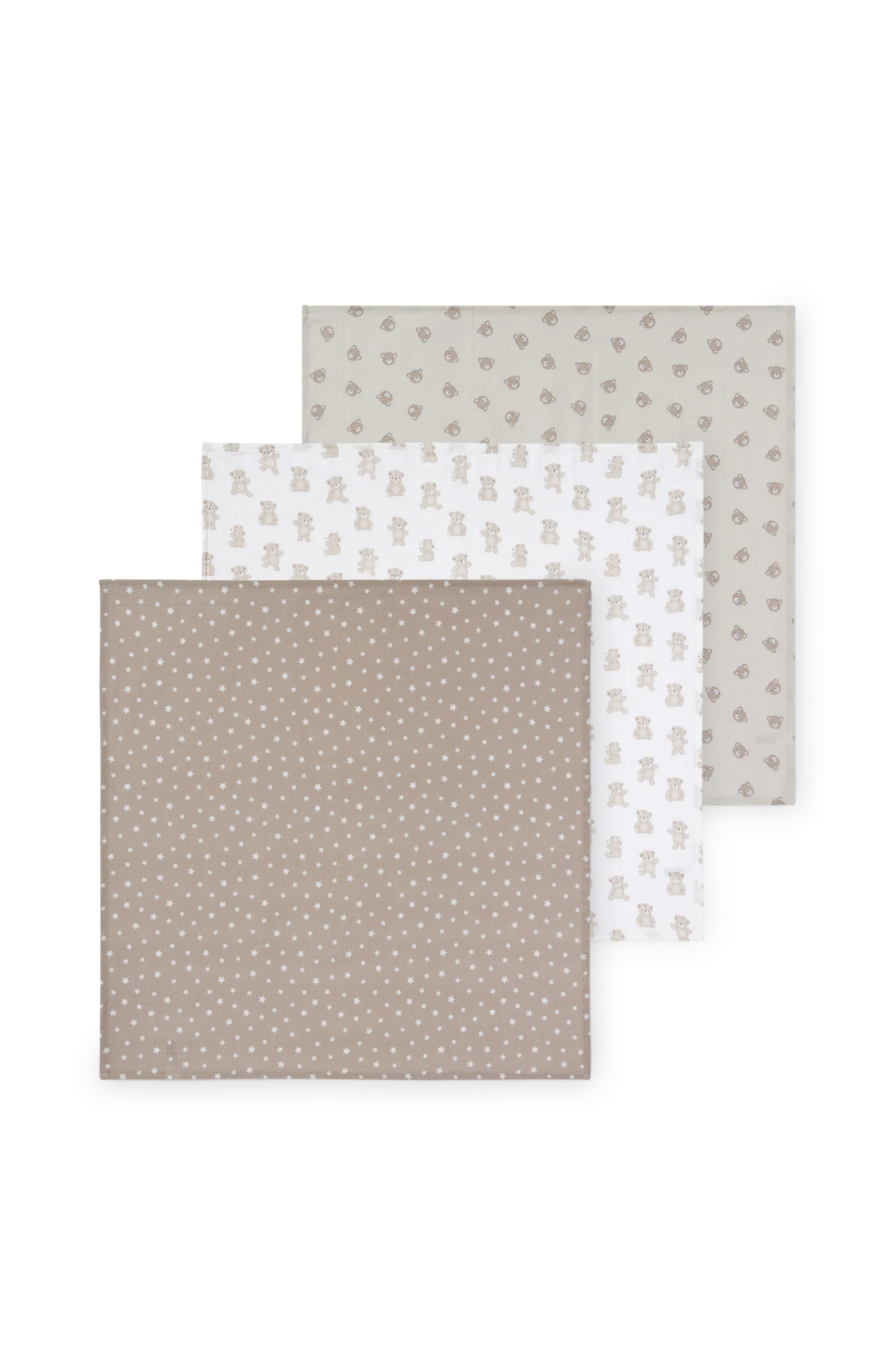 Multipack of 3 - little bear and stars - baby muslin square