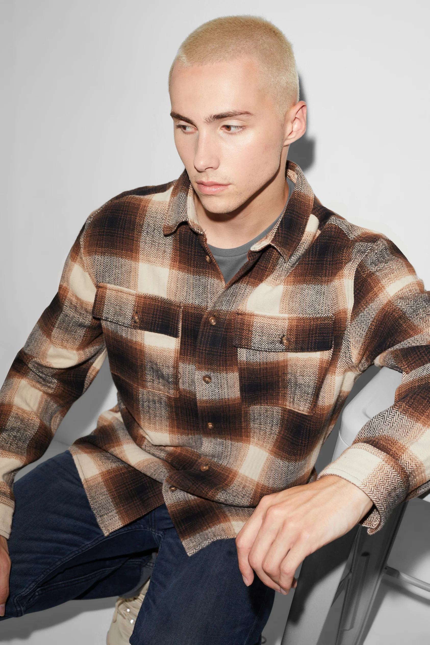 CLOCKHOUSE - shirt - relaxed fit - kent collar - check