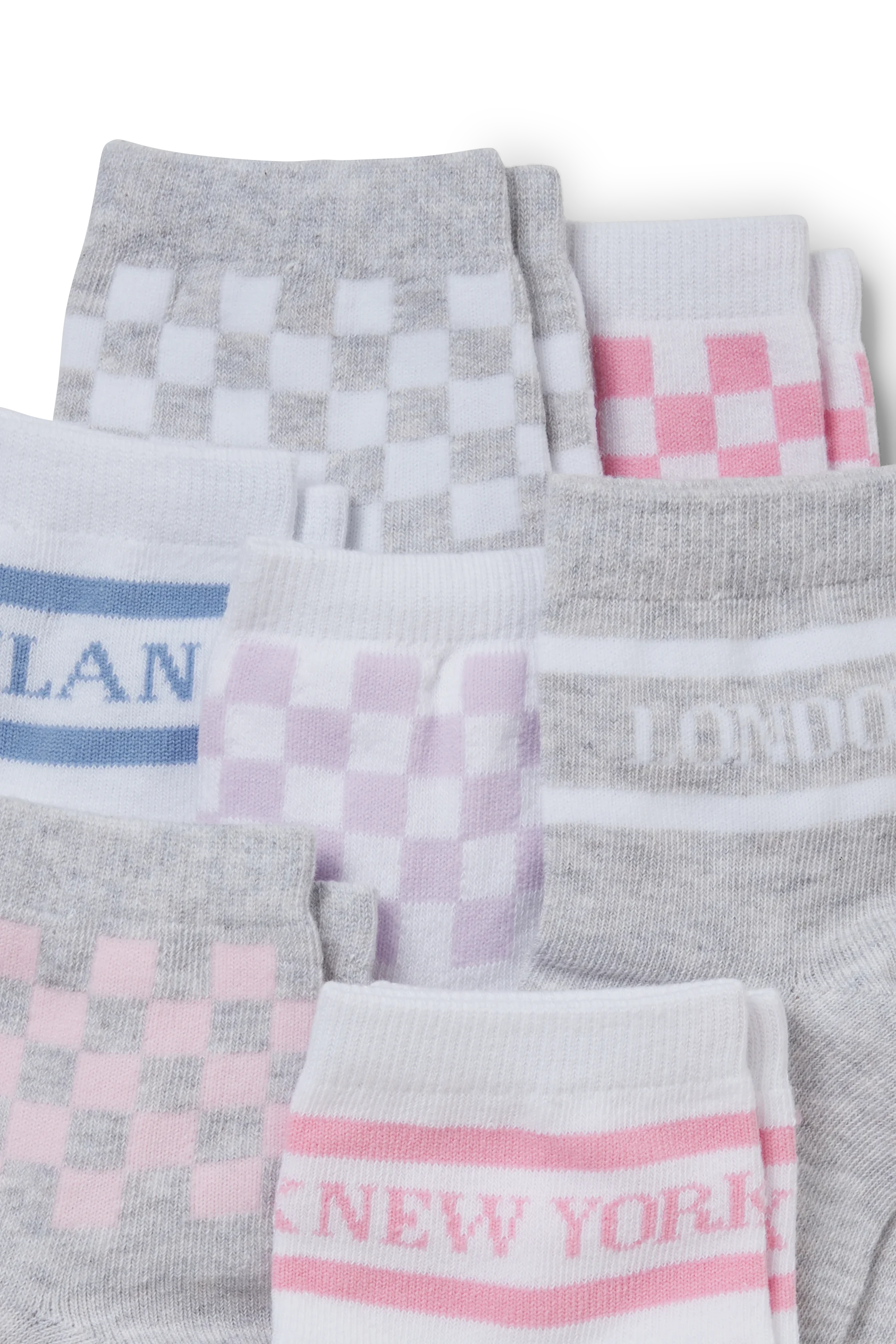 Multipack of 7 - check and cities - socks with motif