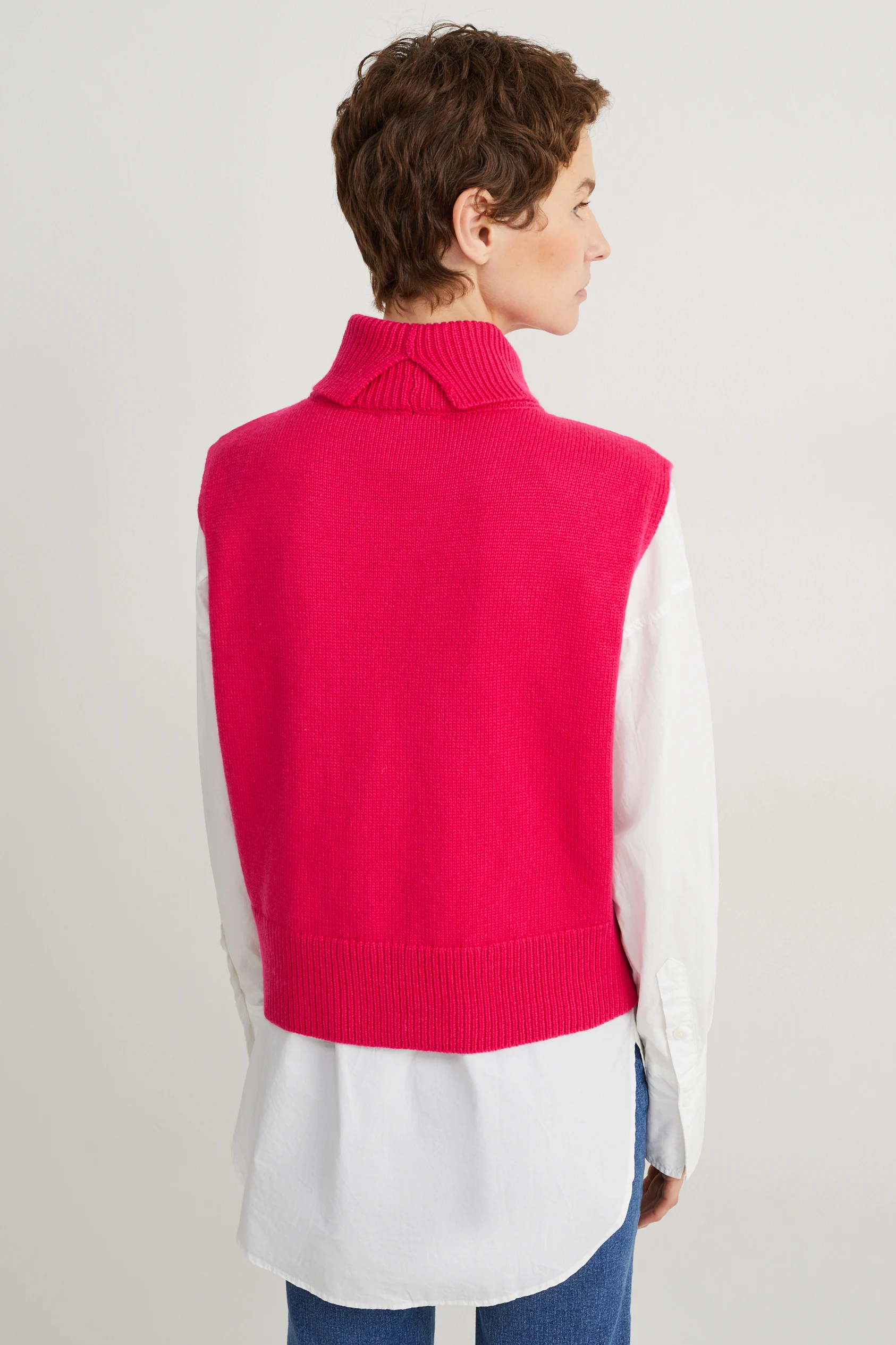 Knitted cashmere blend poncho