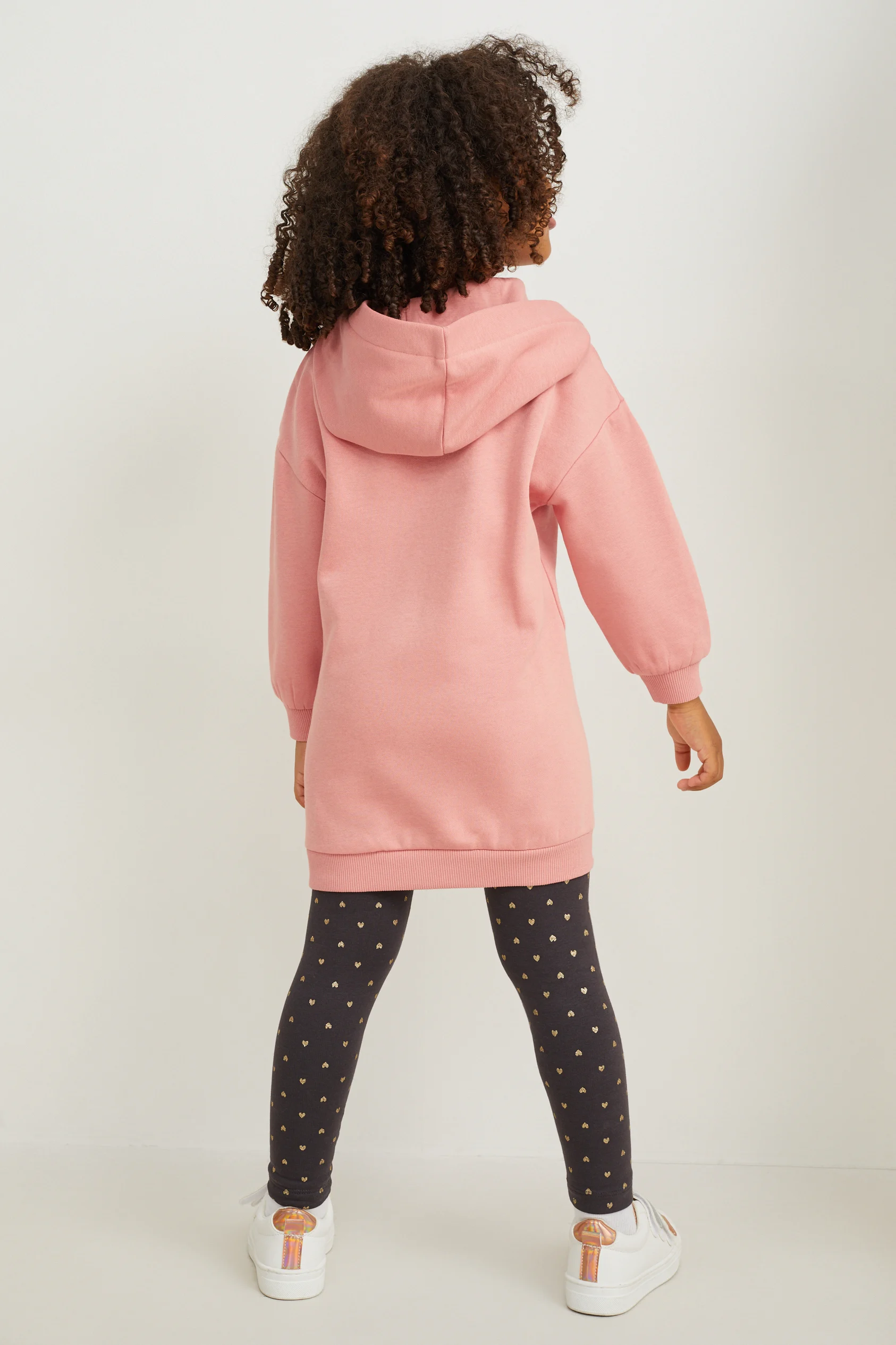 Set - sweatshirt dress with hood and leggings - 2 piece
