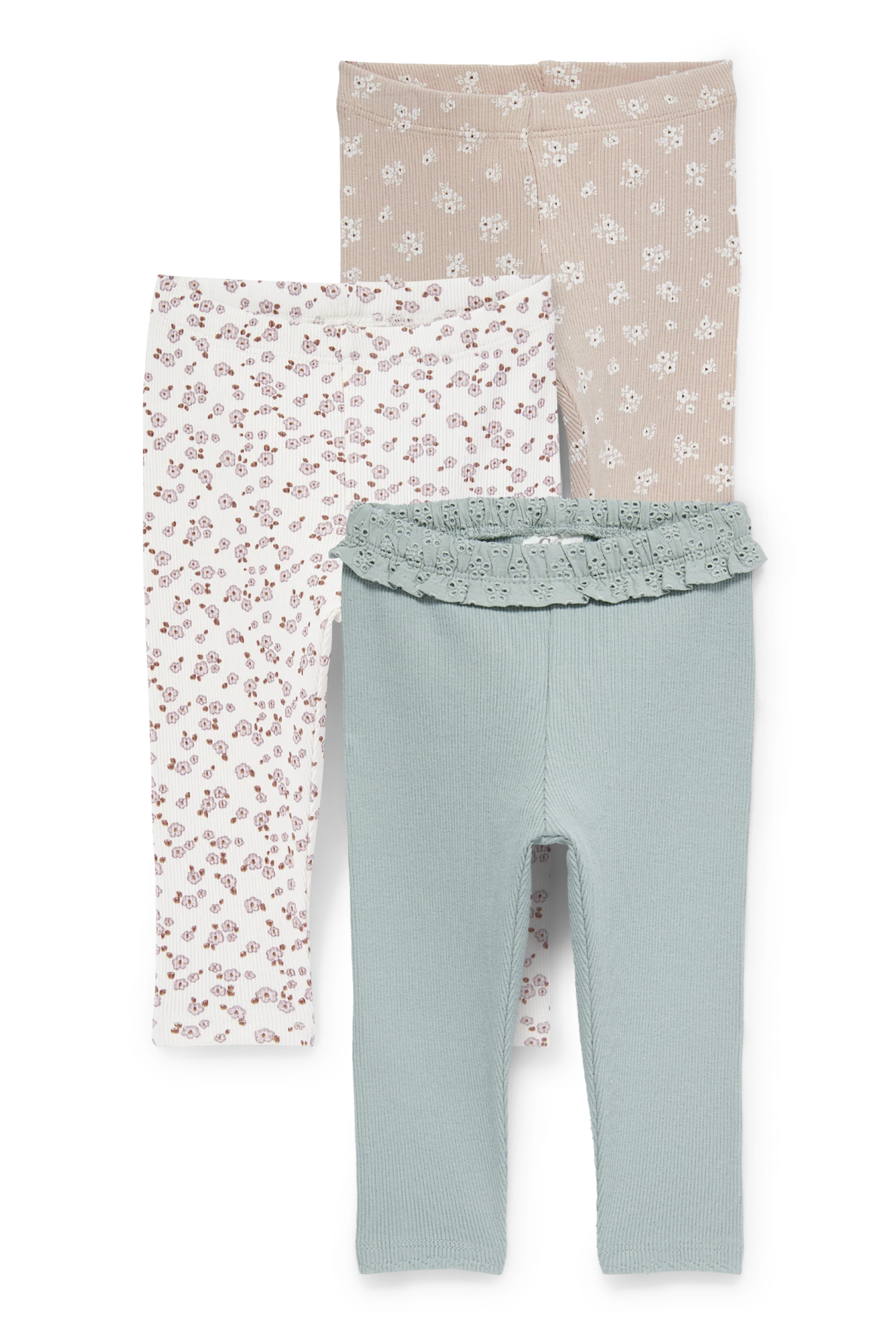 Multipack of 3 - flowers - baby leggings