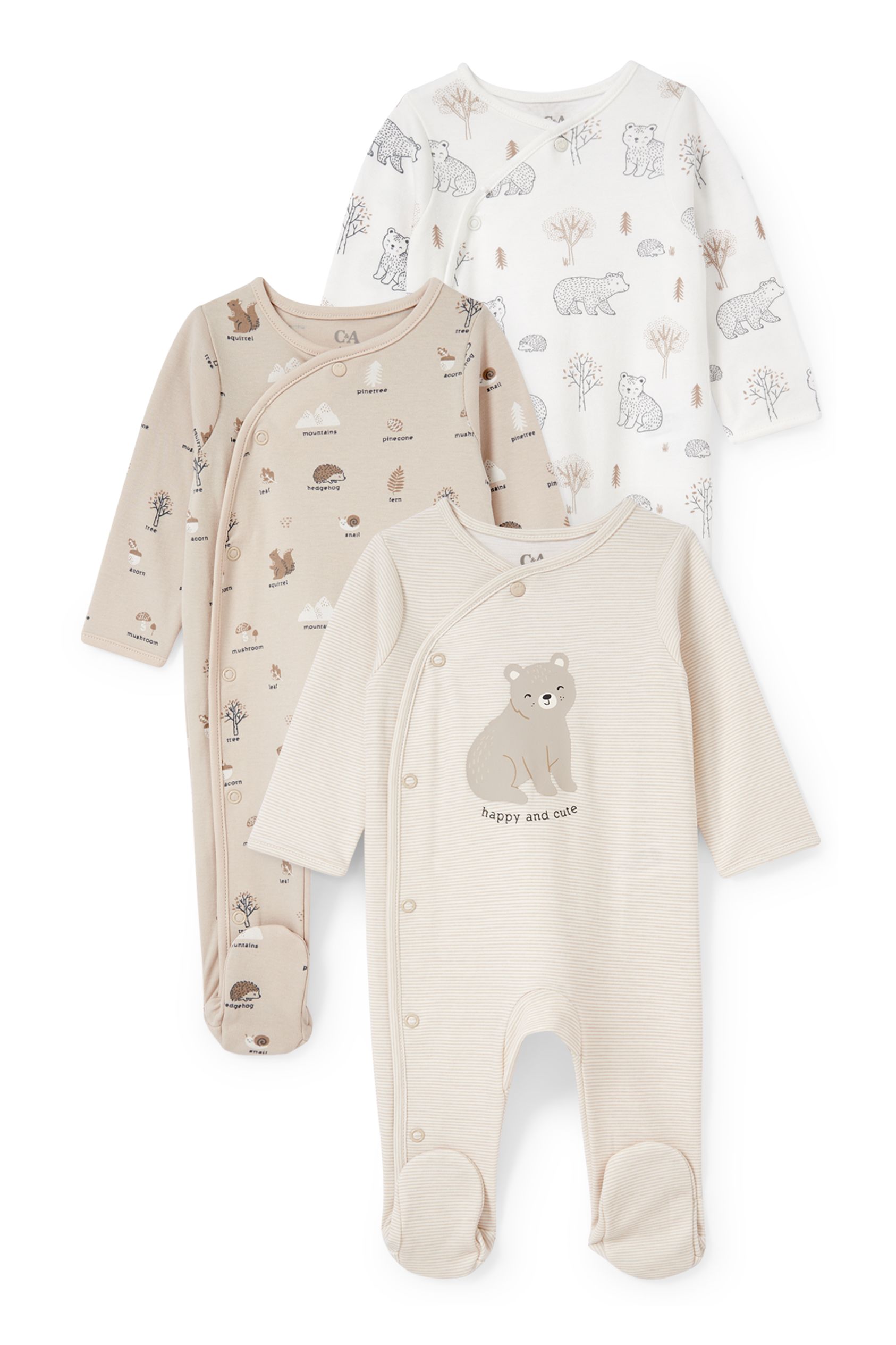 Multipack of 3 - baby sleepsuit