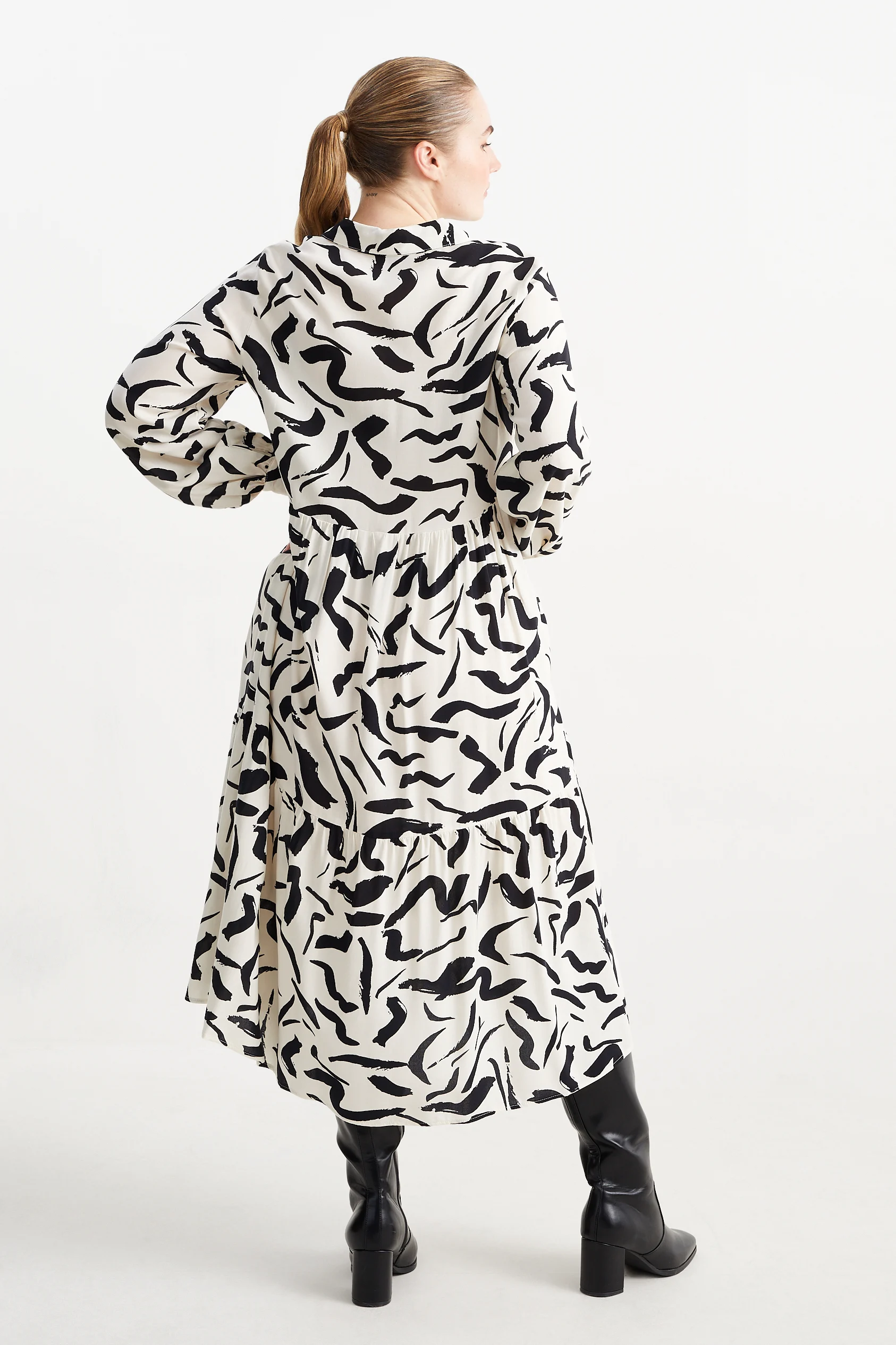 Viscose shirt dress - patterned