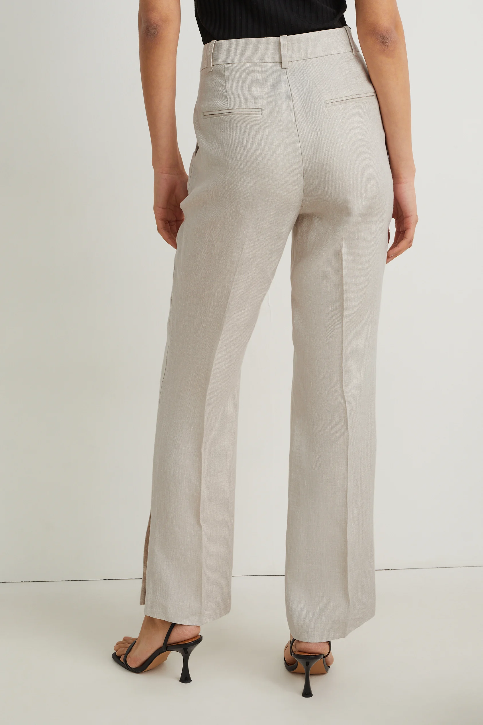 Linen business trousers - high waist - straight leg