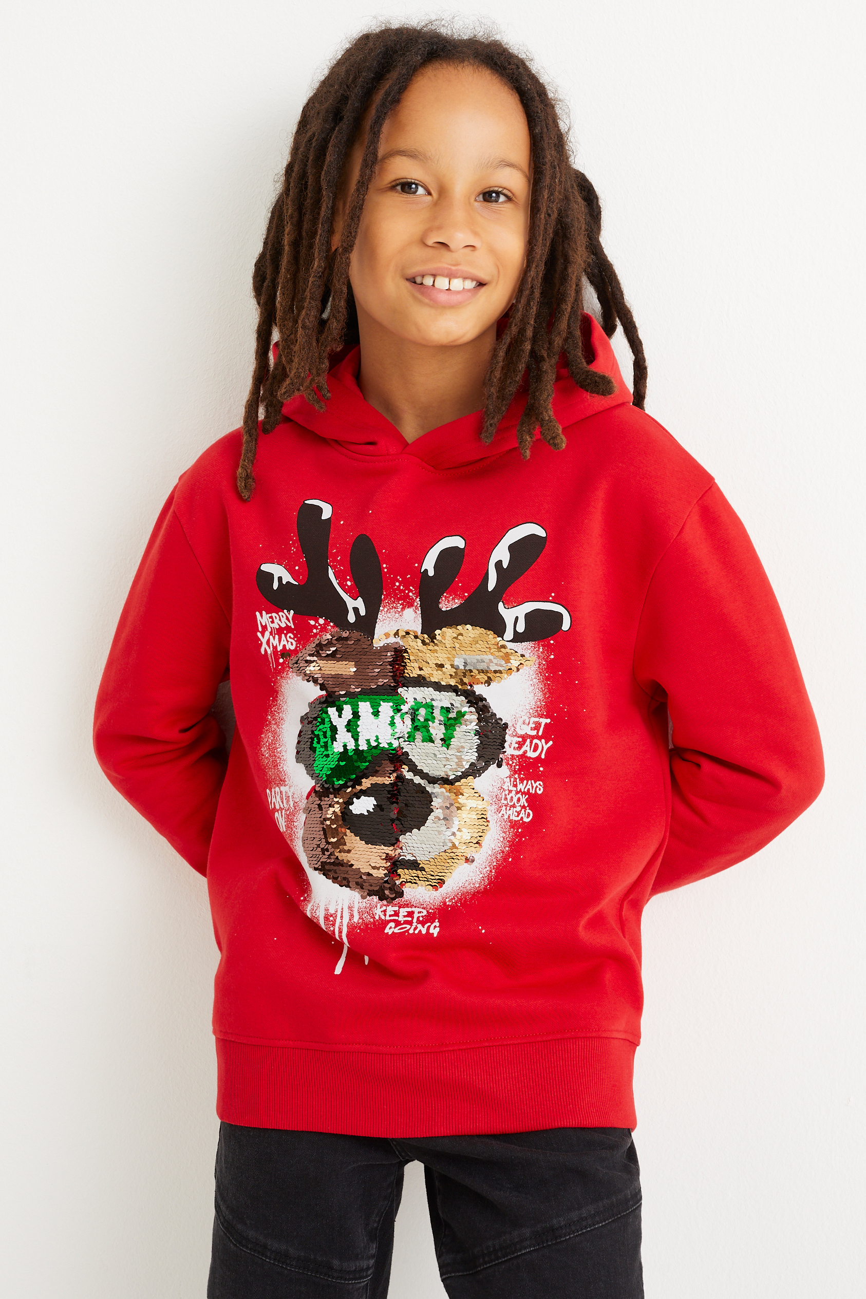 Reindeer - Christmas hoodie - shiny