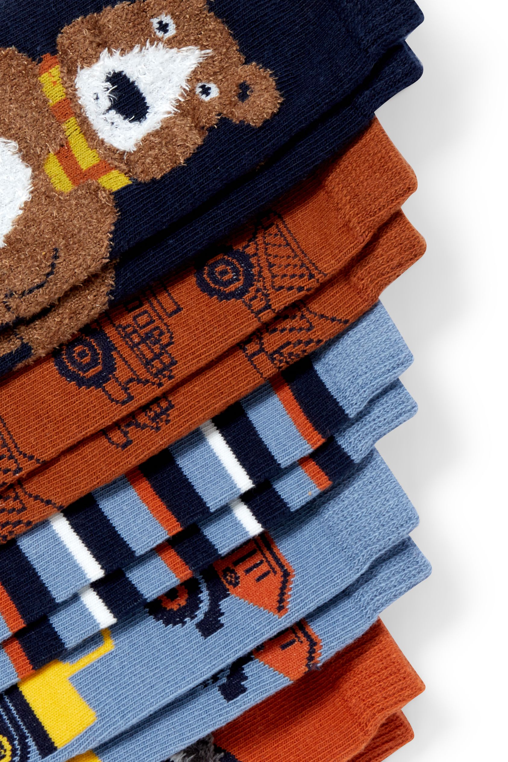 Multipack of 5 - woodland animals and digger - socks with motif