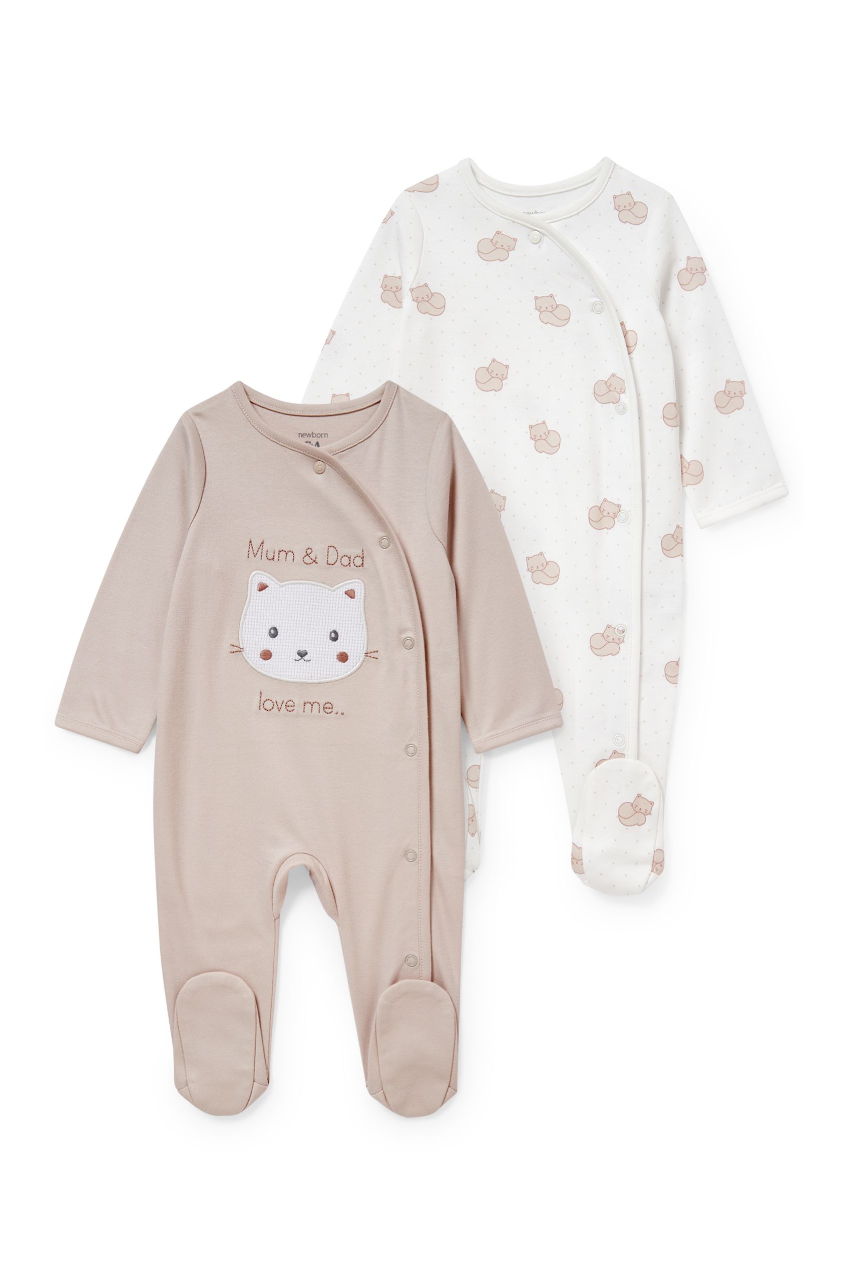 Multipack of 2 - baby sleepsuit