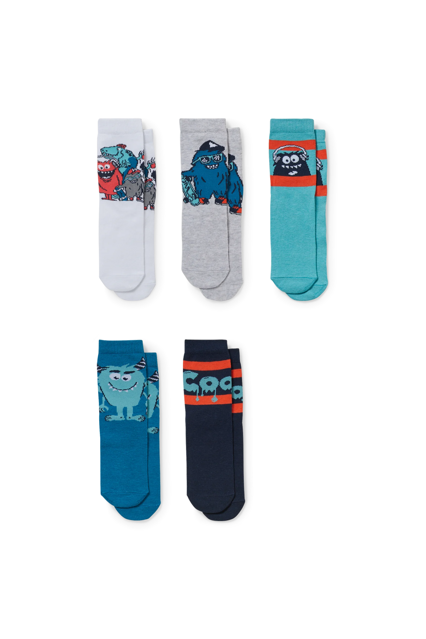 Multipack of 5 - monster - socks with motif
