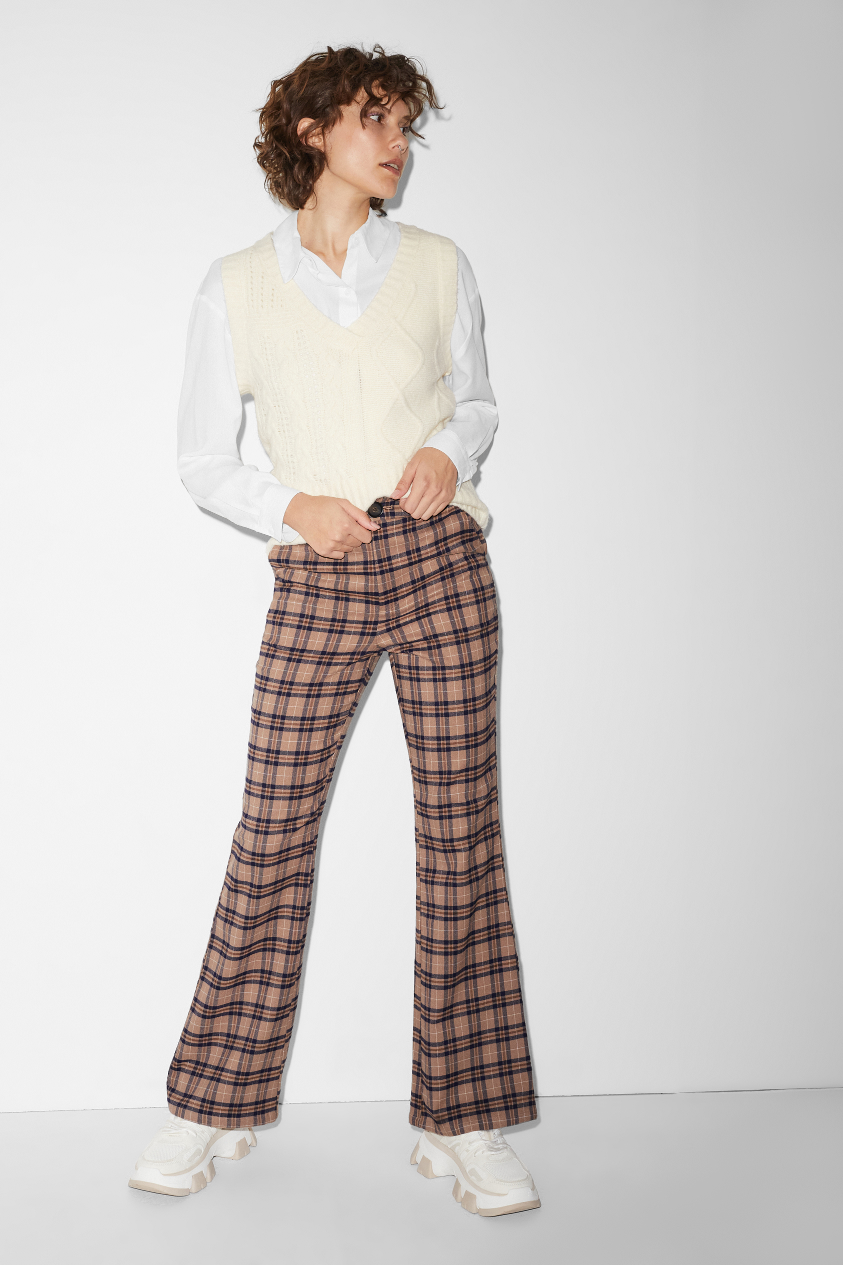 CLOCKHOUSE - cloth trousers - high waist - wide leg