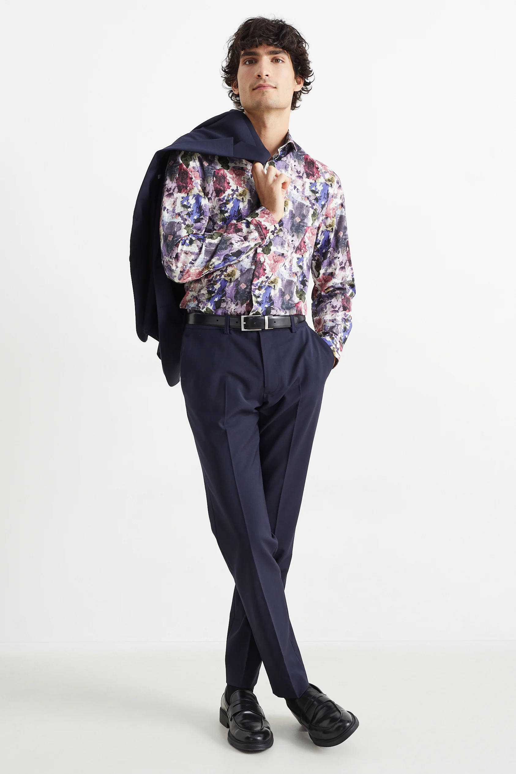 Business shirt - slim fit - cutaway collar - easy-iron