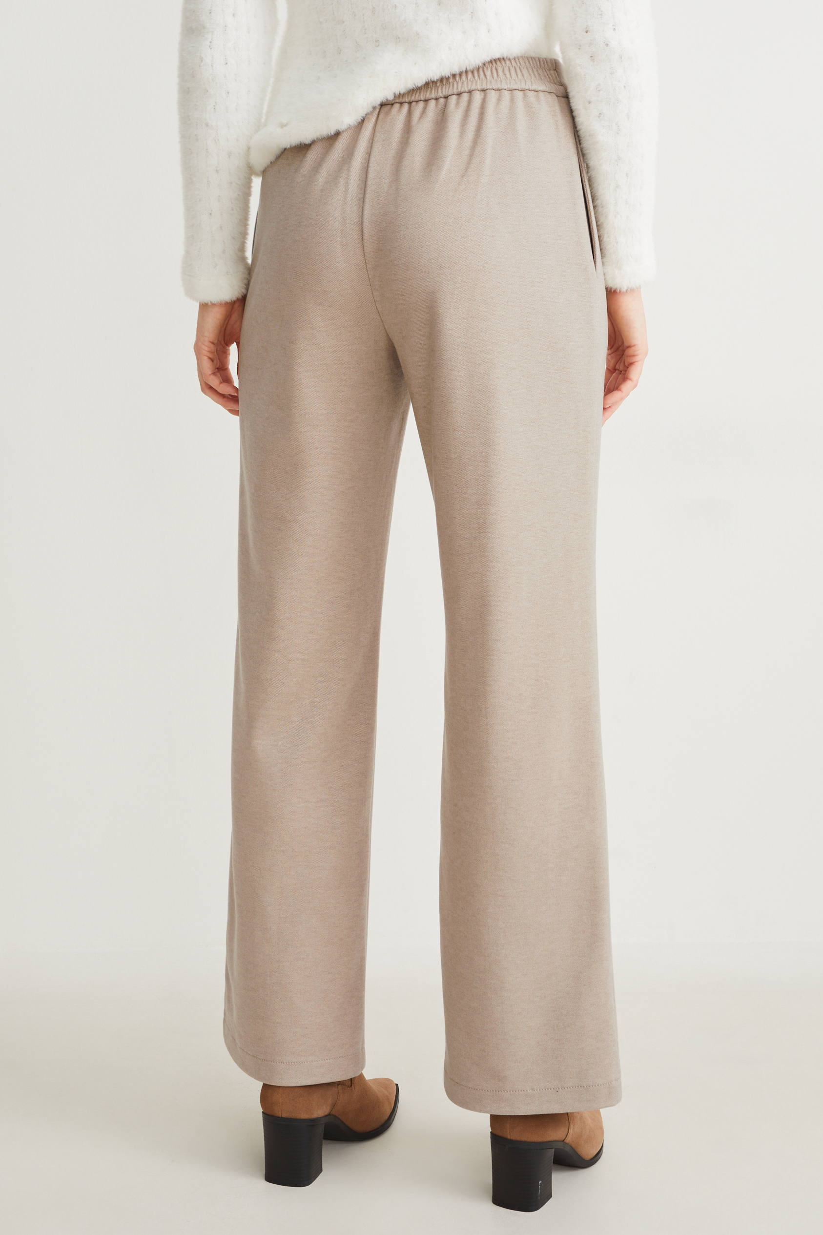 Cloth trousers - mid-rise waist - wide leg