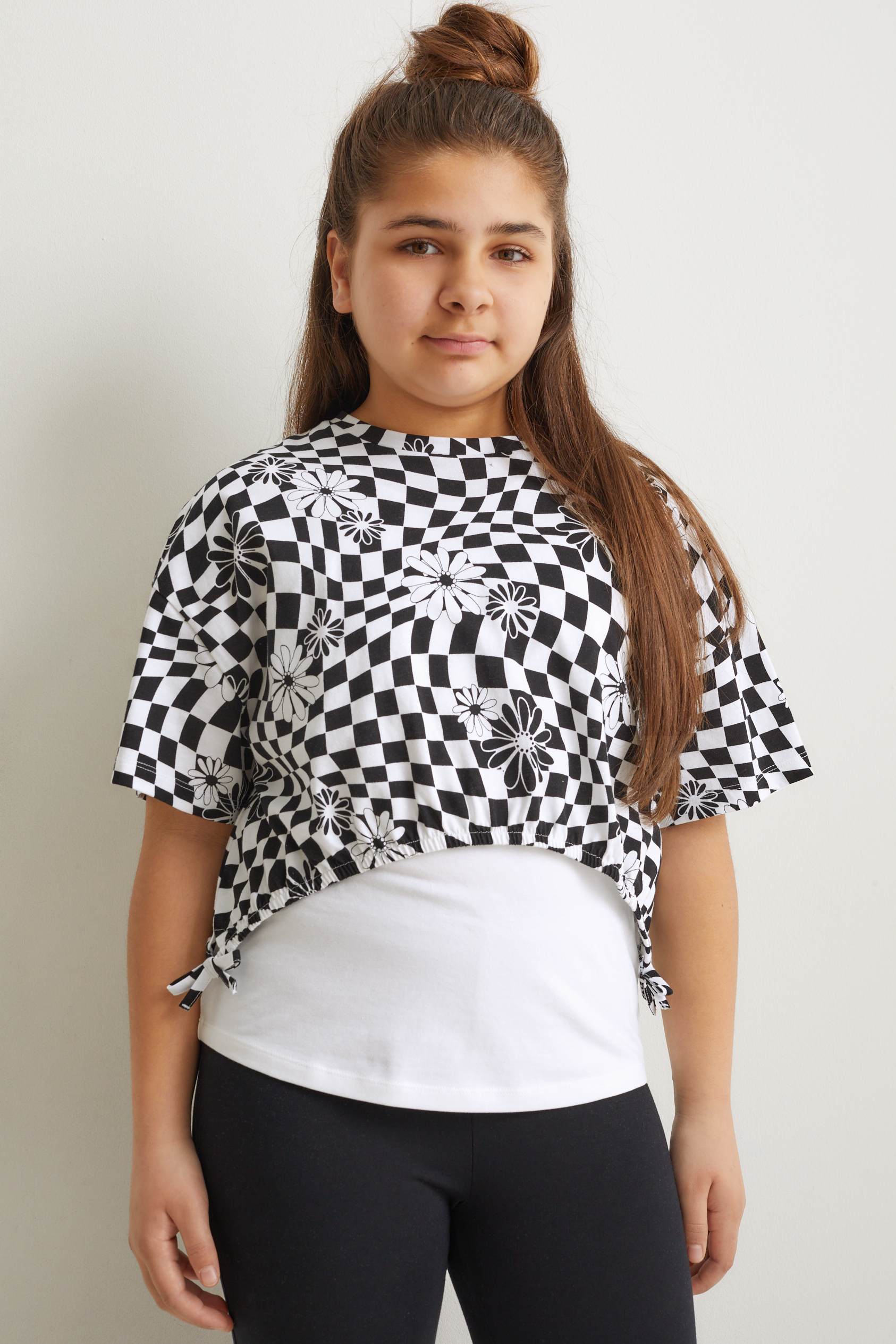 Extended sizes - set - short sleeve T-shirt and top - 2 piece