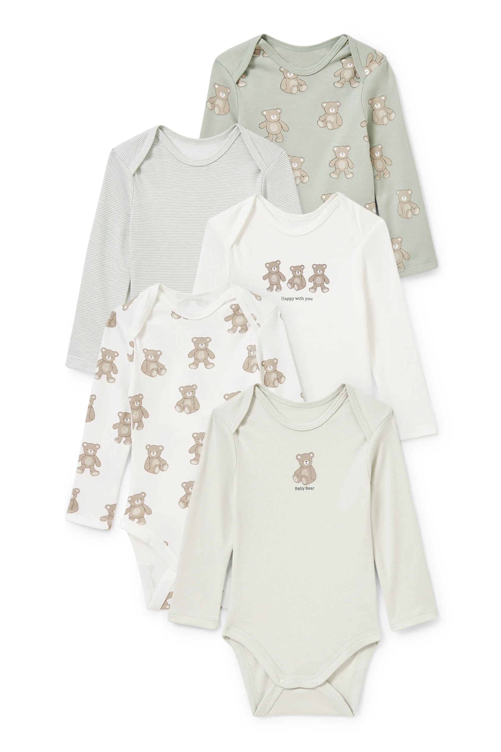 Multipack of 5 - teddy bear - baby bodysuit