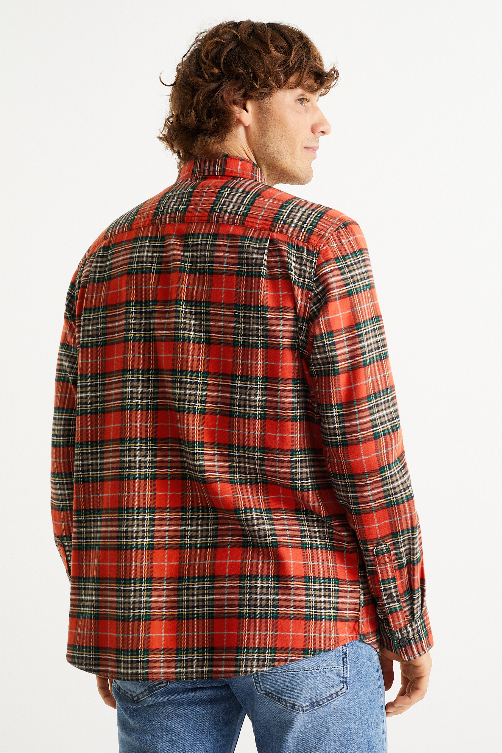 Flannel shirt - regular fit - kent collar - check