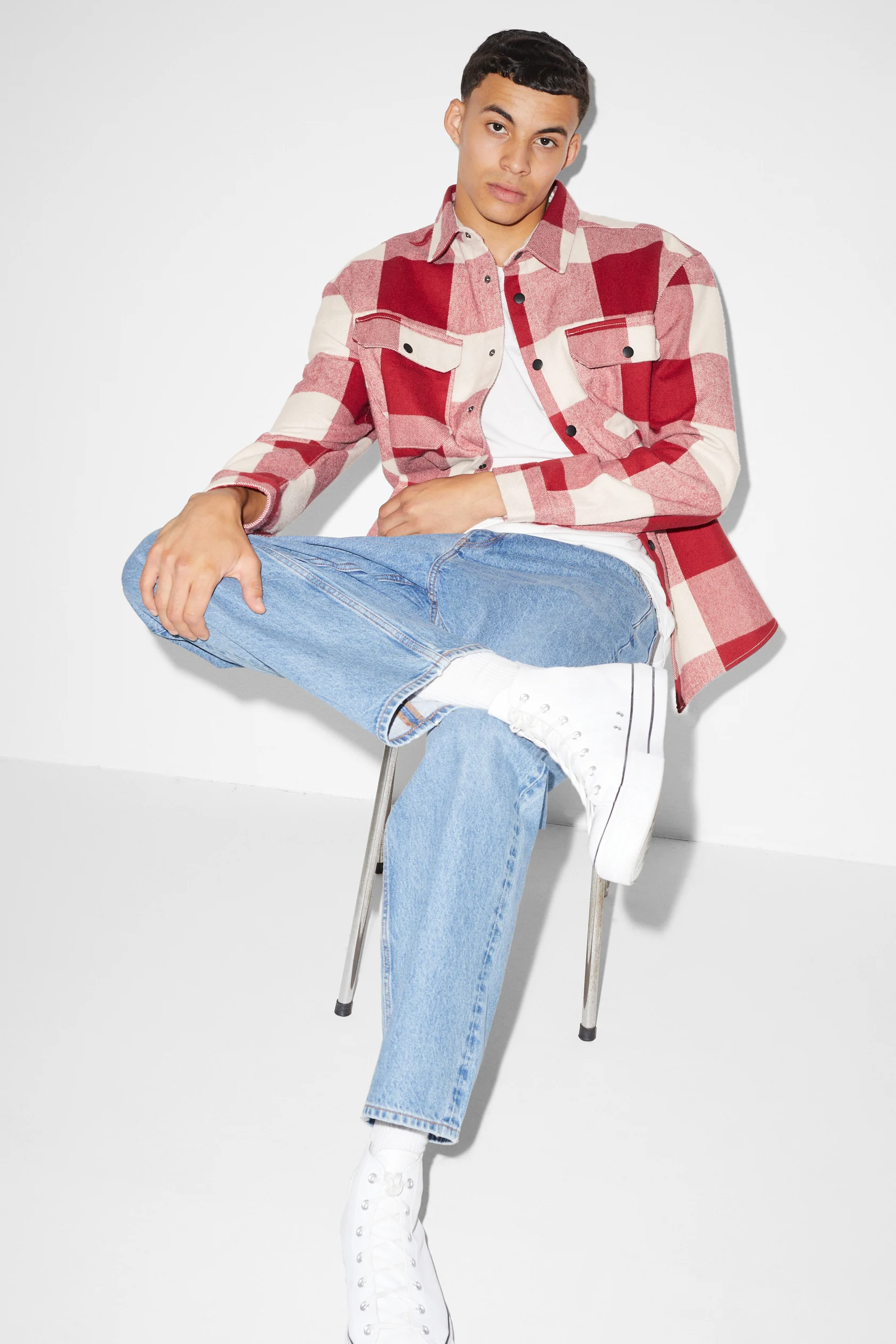 Shirt - relaxed fit - kent collar - check