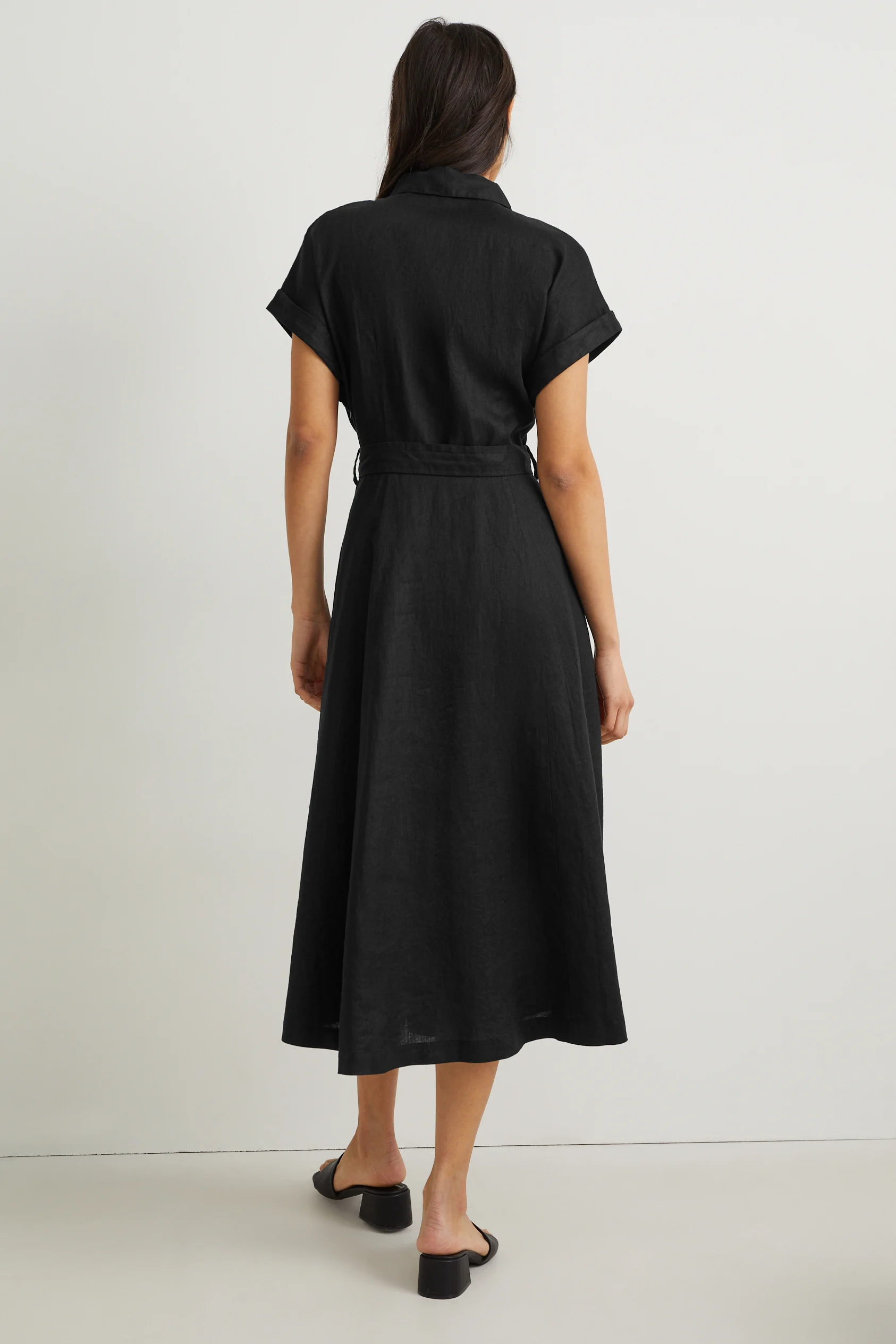 Linen shirt dress with belt