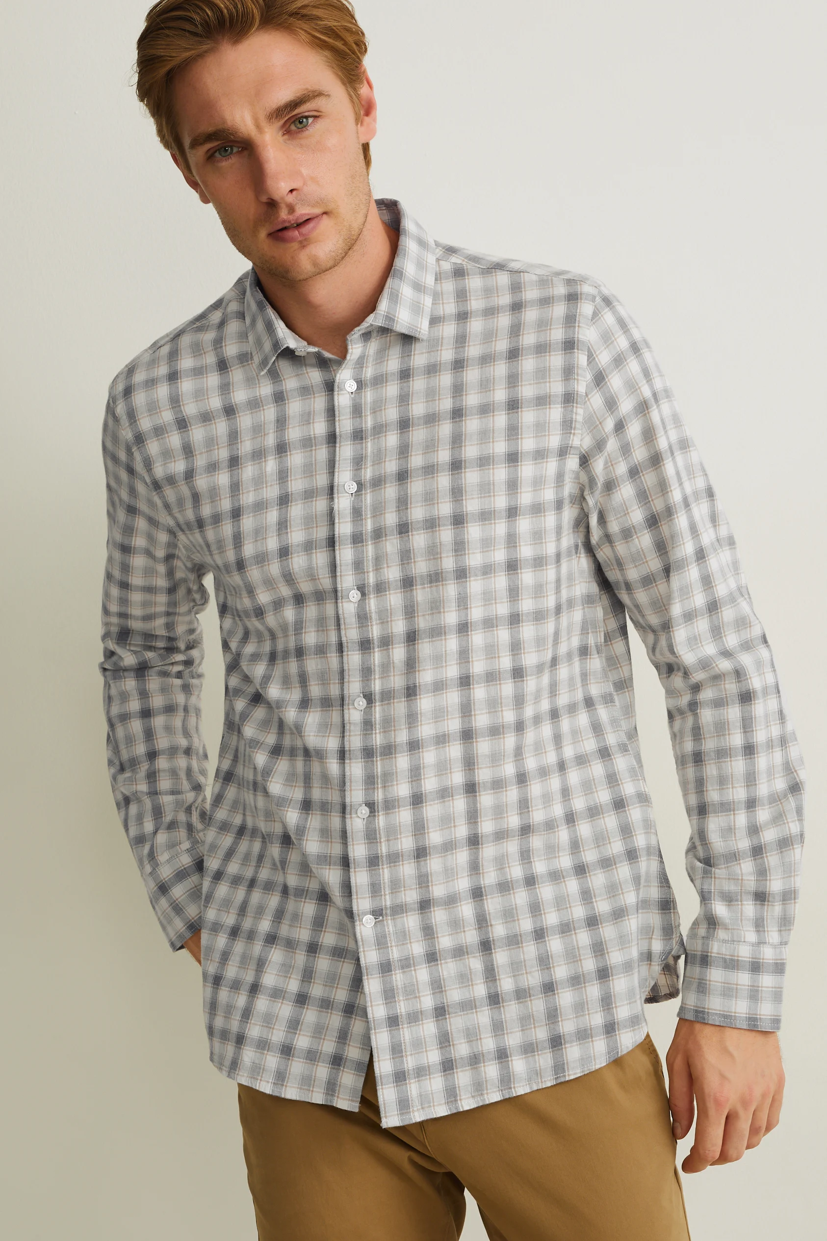 Shirt - slim fit - Kent collar - check