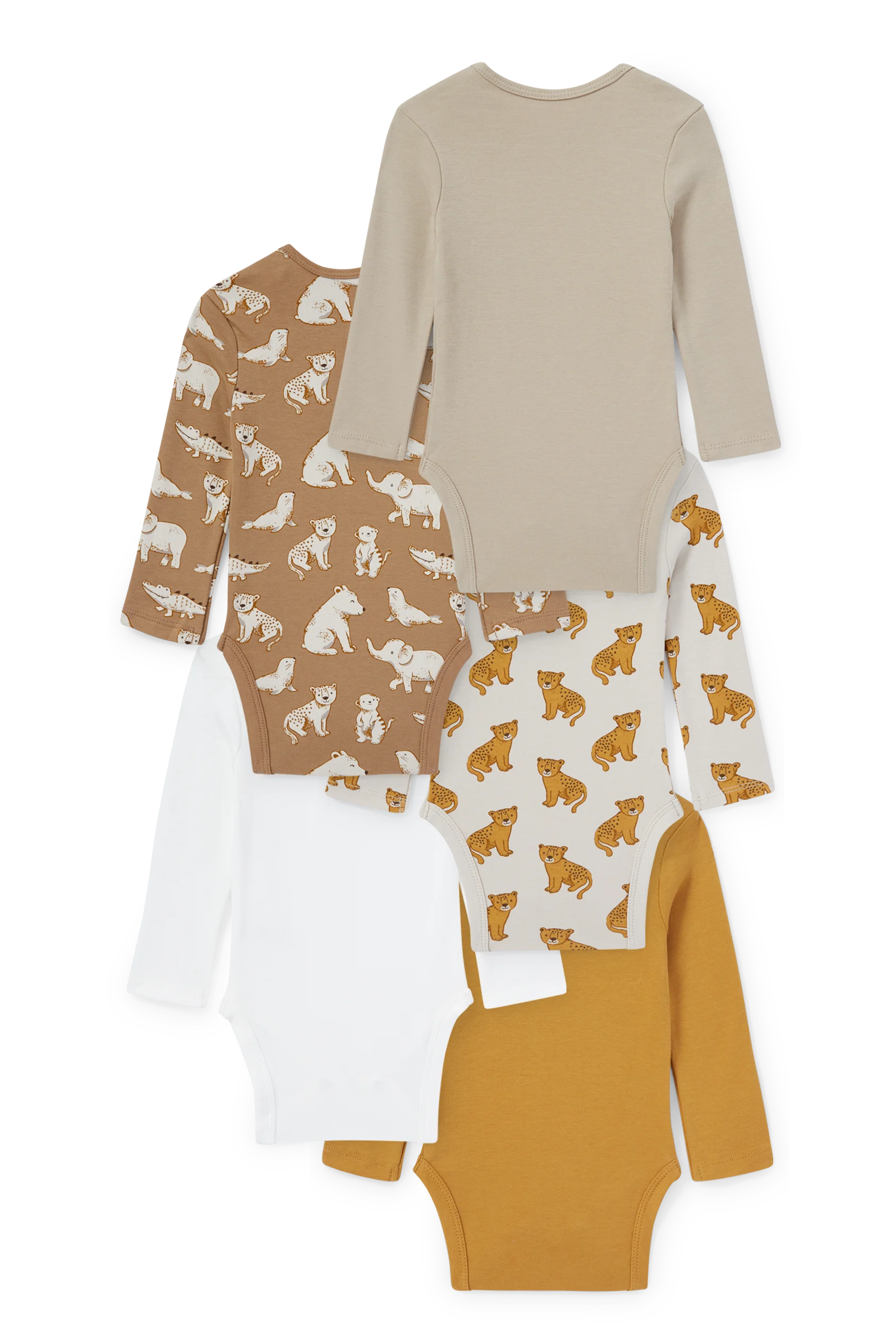 Multipack of 5 - wild animals - baby bodysuit