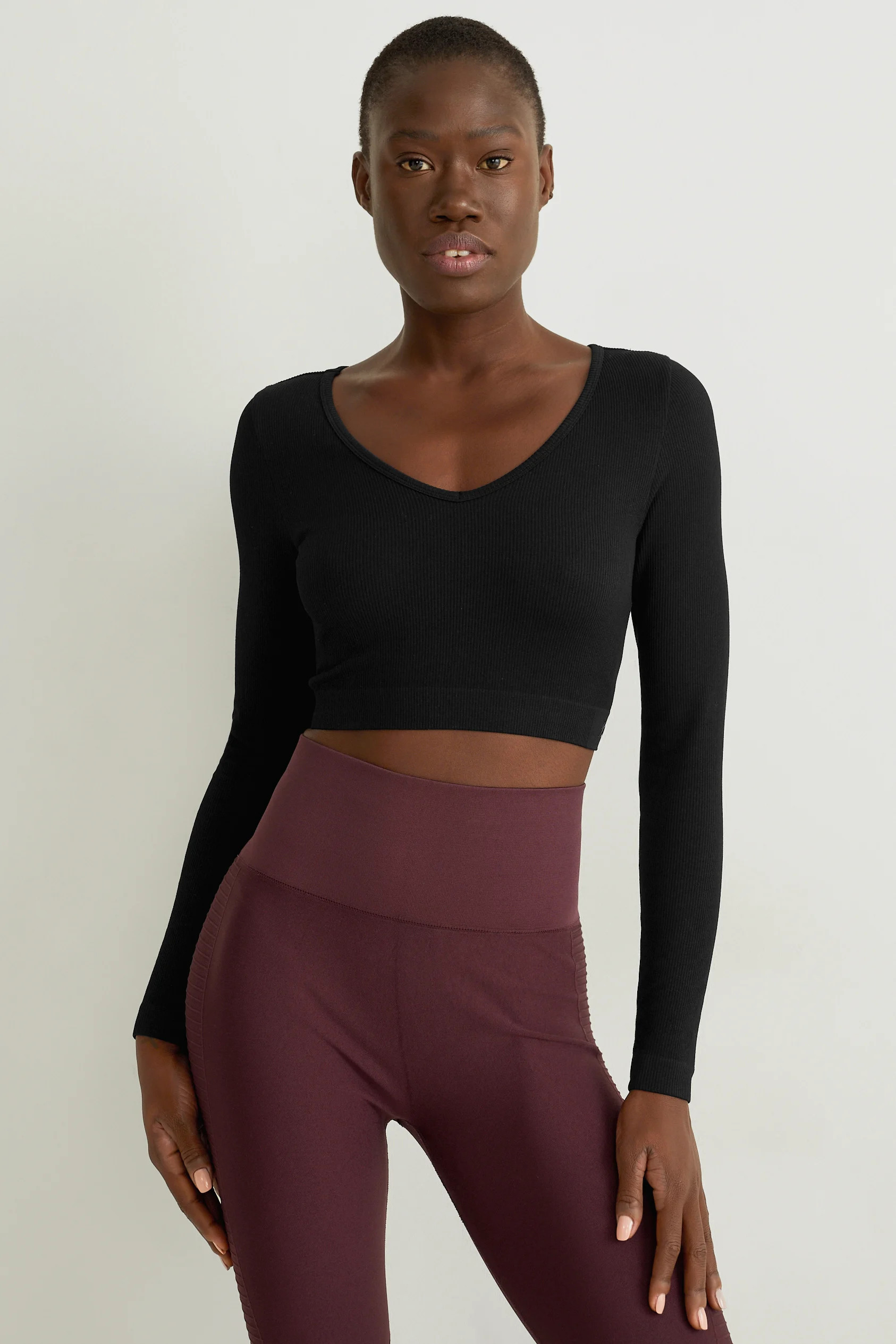 Cropped long sleeve top - yoga - 4 way stretch