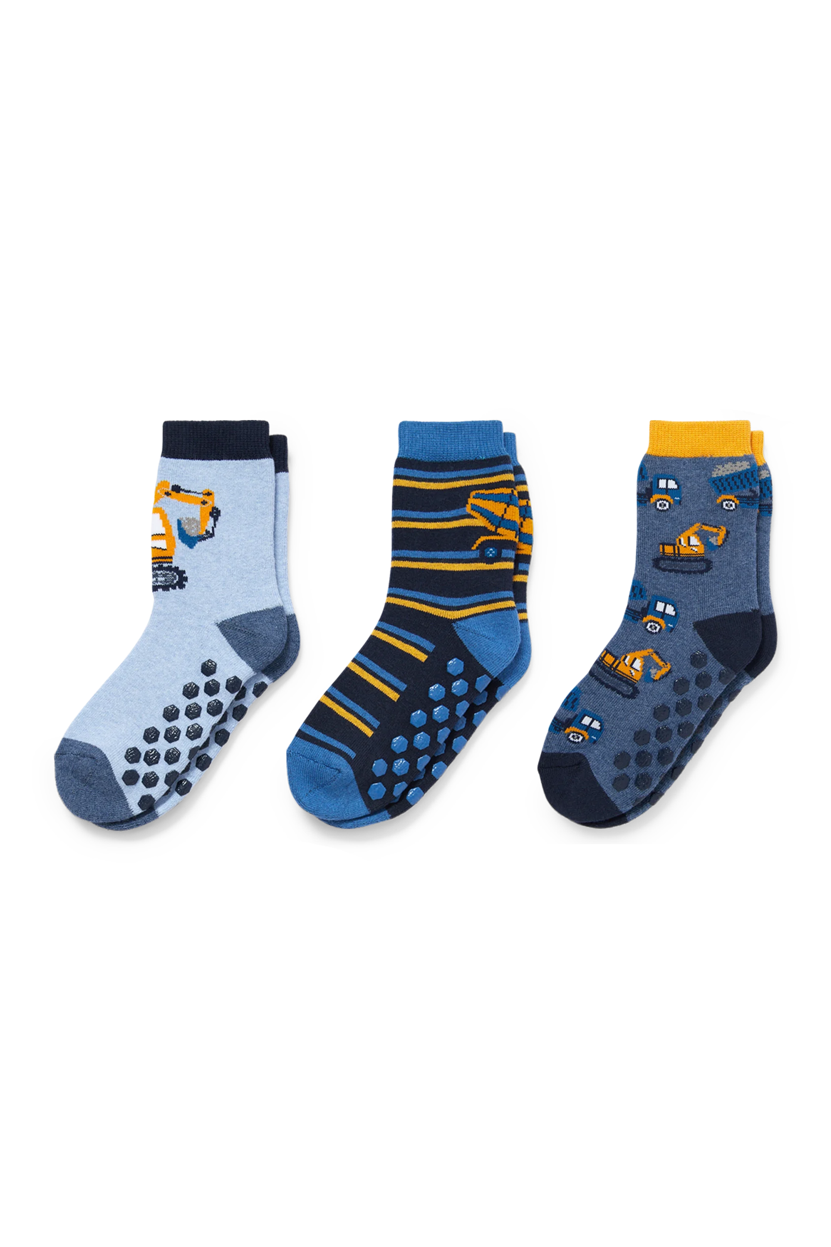 Multipack of 3 - digger - non-slip socks with motif