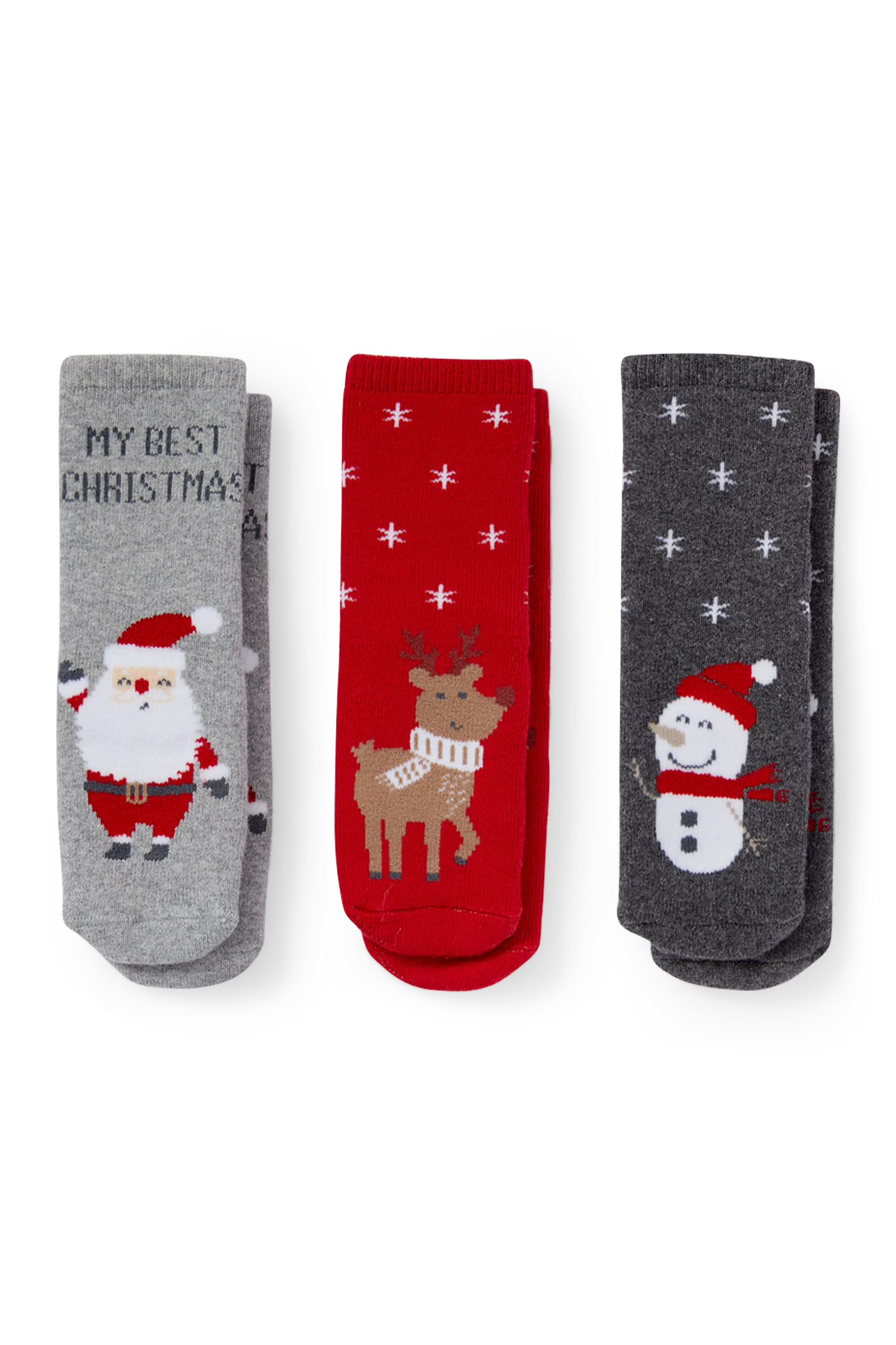 Multipack of 3 - baby Christmas non-slip socks