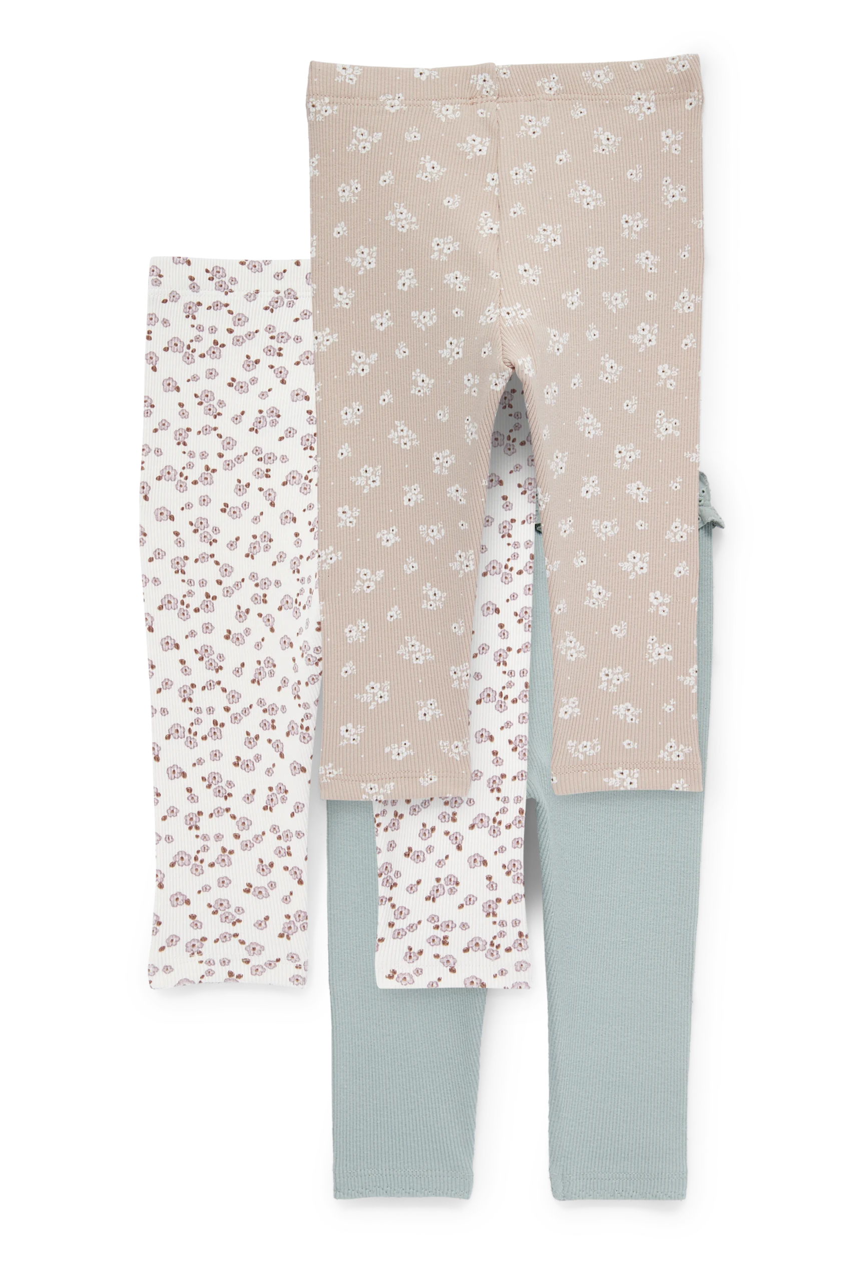 Multipack of 3 - flowers - baby leggings