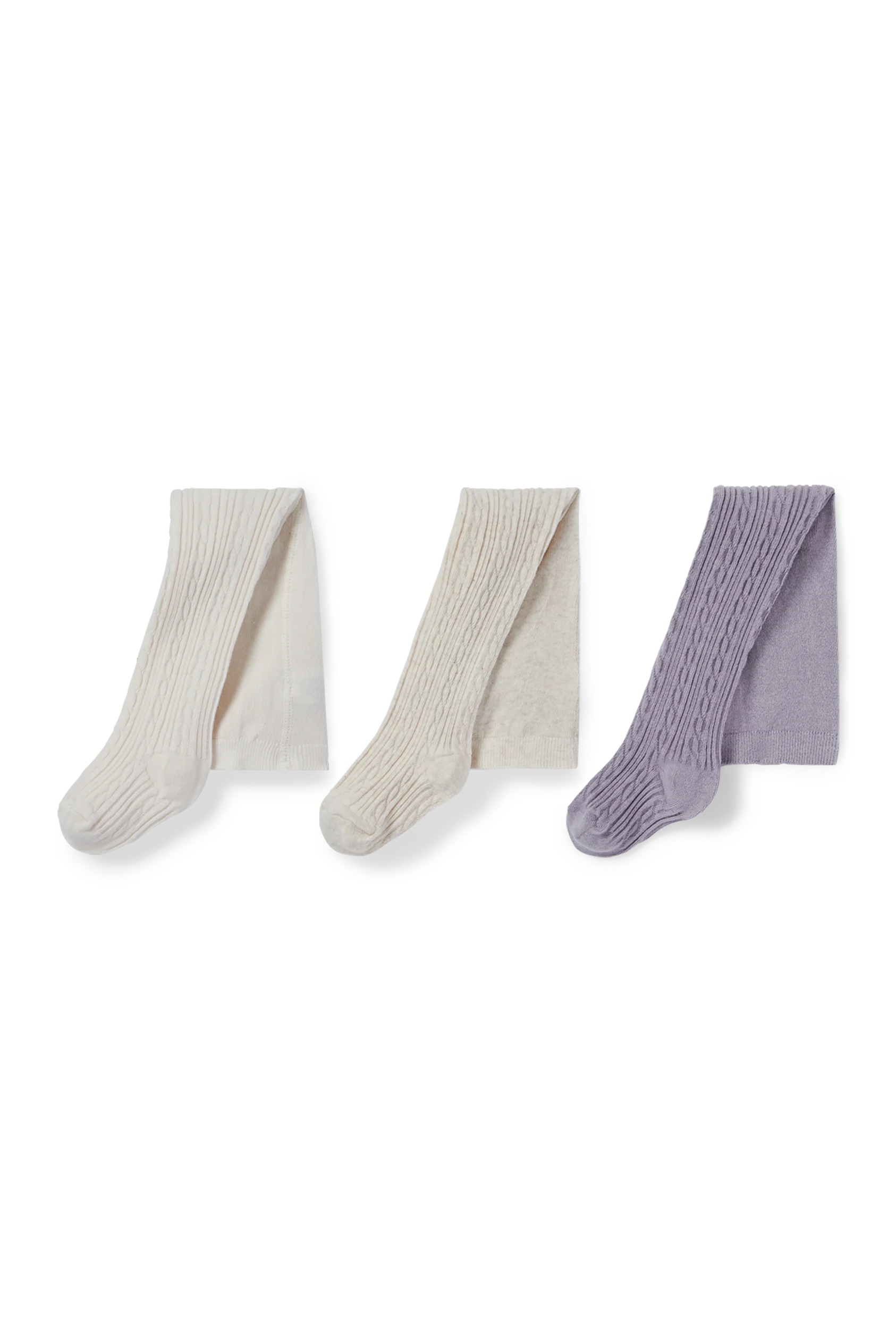 Multipack of 3 - baby tights - cable knit pattern