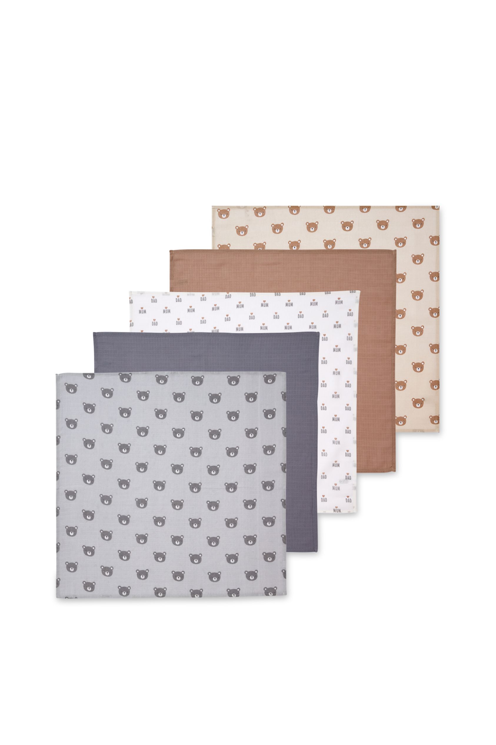 Multipack of 5 - baby muslin square